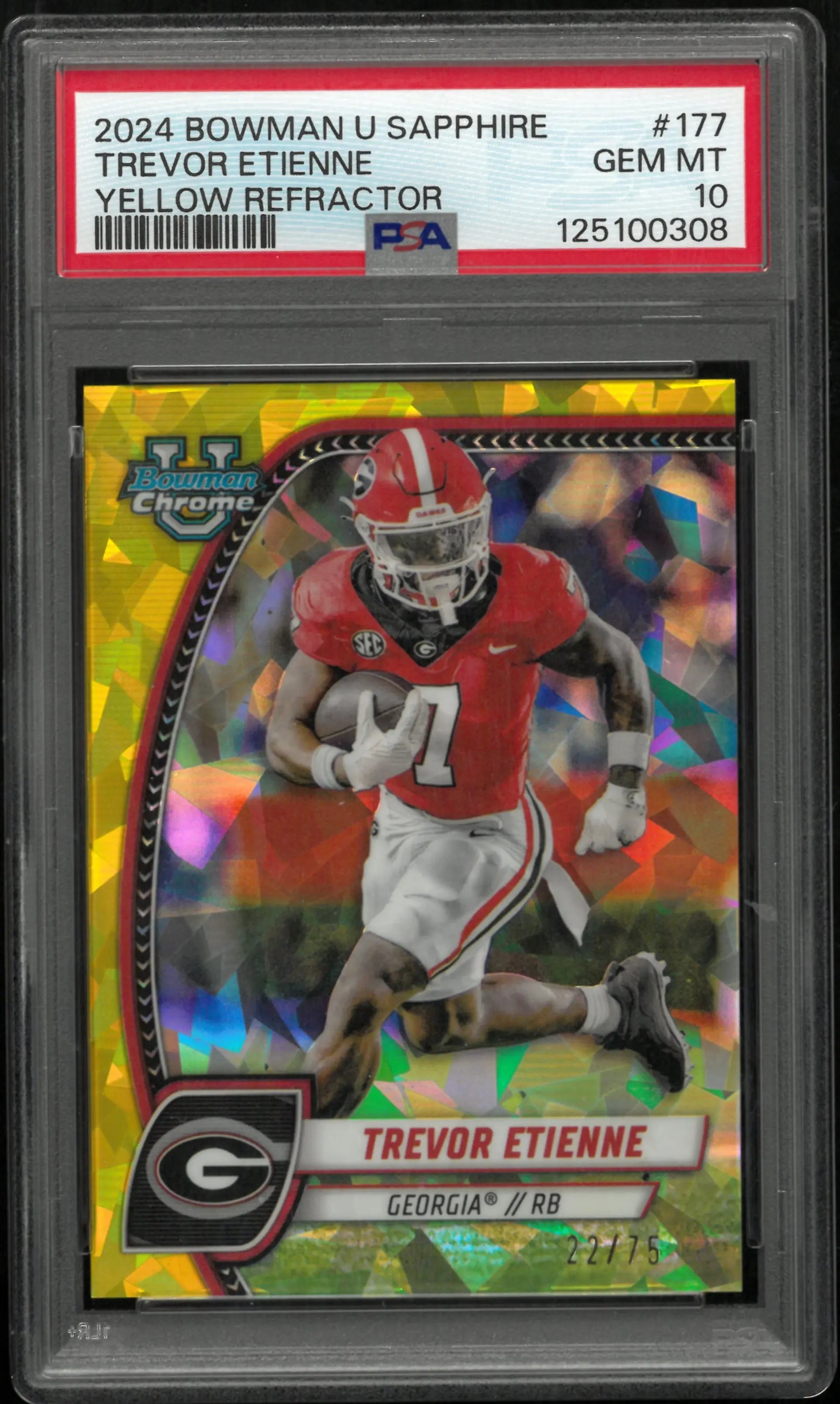 Trevor Etienne /75 Yellow Refractor PSA 10 2024 Bowman U Chrome Sapphire 