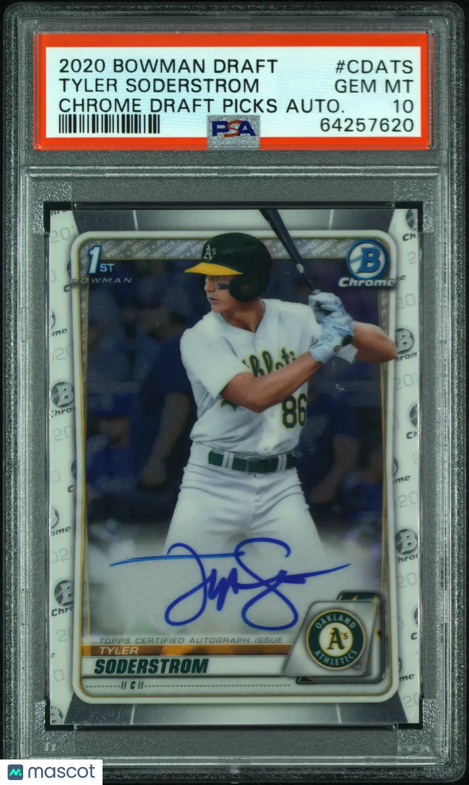 Tyler Soderstrom 1st Autograph PSA 10 RC 2020 Bowman Draft Chrome Draft Picks 