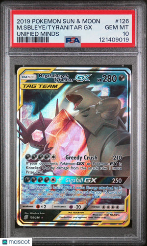 Tyranitar Mega Sableye GX TAG TEAM PSA 10 Pokemon Sun Moon Unified Minds 126/236 