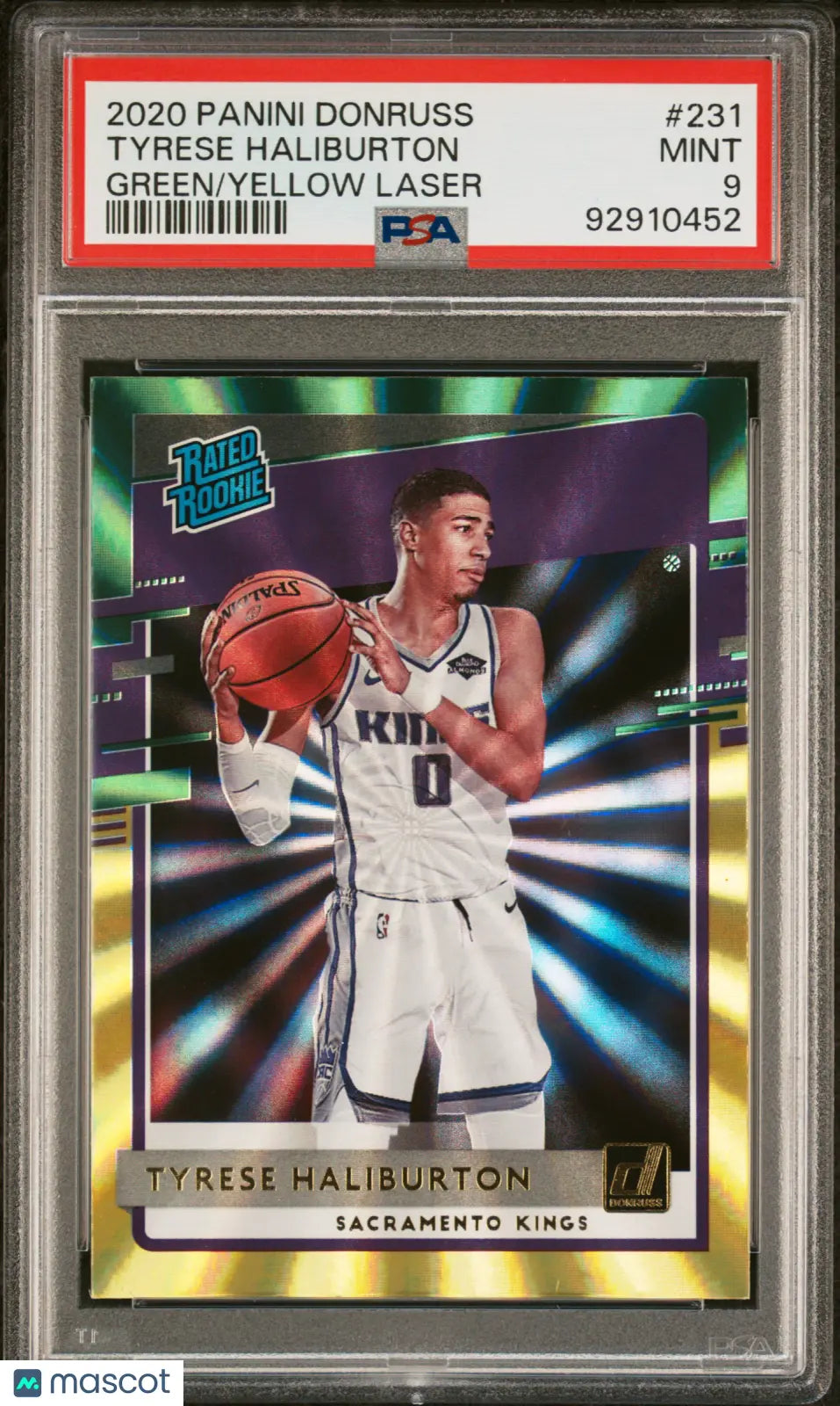 Tyrese Haliburton RC Rated Rookie PSA 9 Green Yellow Laser 2020-21 20-21 Donruss 
