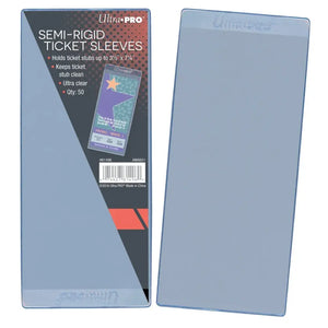 Ultra Pro 3-1/2″ x 7-1/4″ Semi-Rigid Ticket Sleeves (50 Count Pack) 