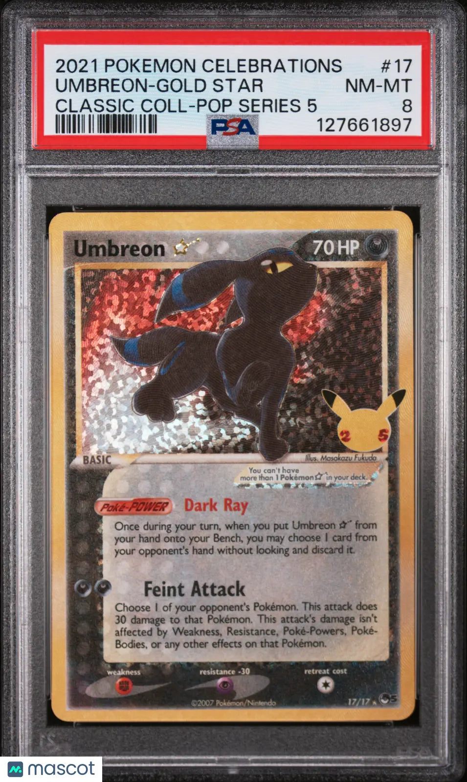 Umbreon 2021 Pokemon Celebrations PSA 8 Gold Star Classic Collection SERIES 5 