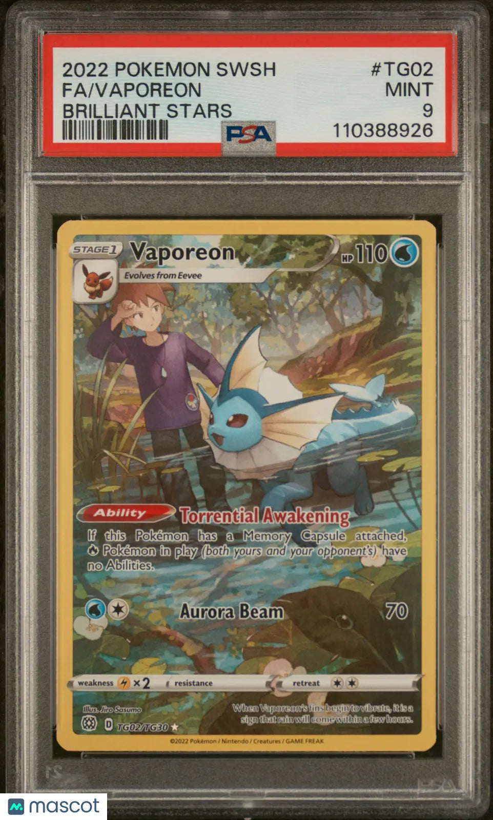 Vaporeon PSA 9 2022 Pokemon Sword & Shield Brilliant Stars #TG02 TG02/TG30 