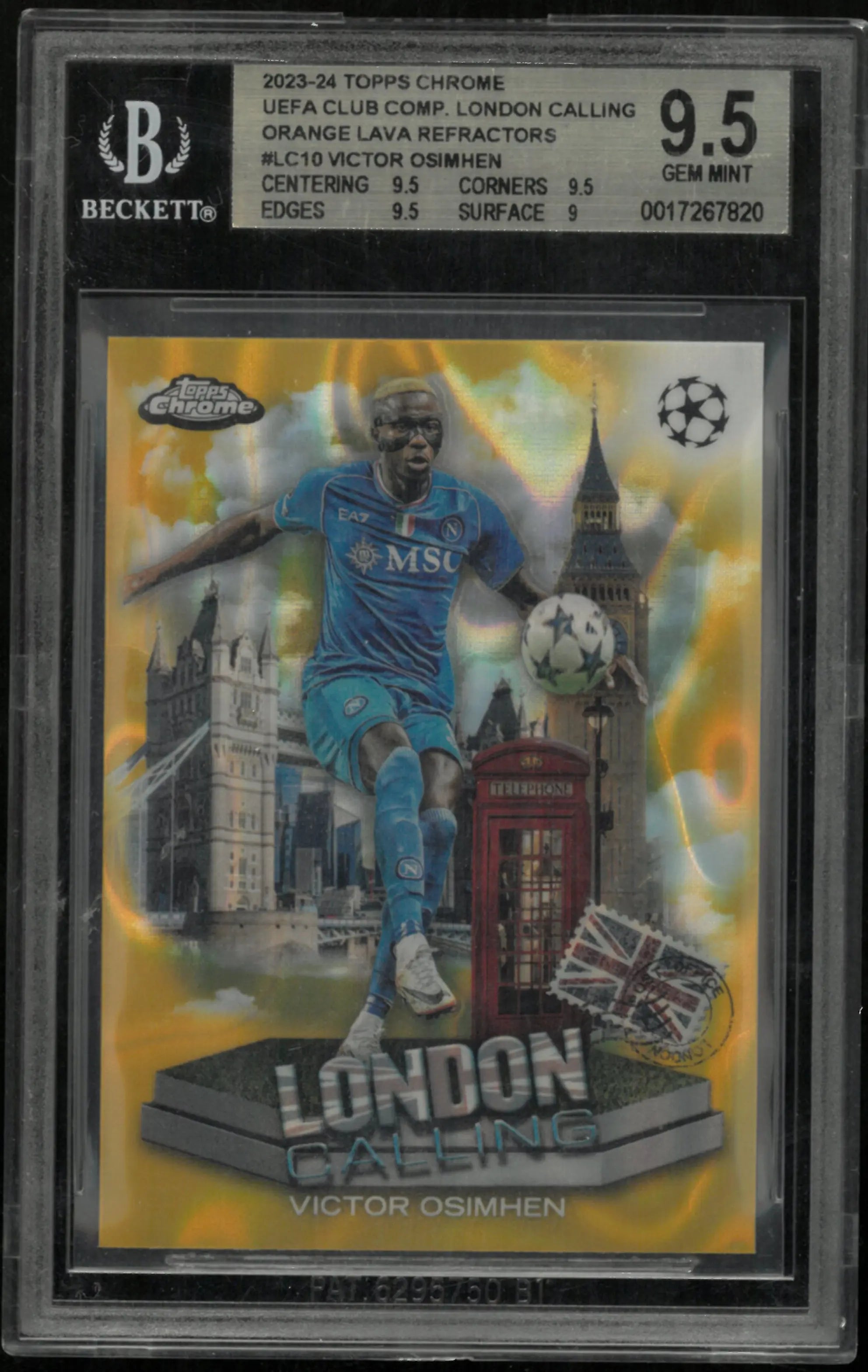 Victor Osimhen BGS 9.5 London Calling Orange Lava 2023-24 Topps Chrome 