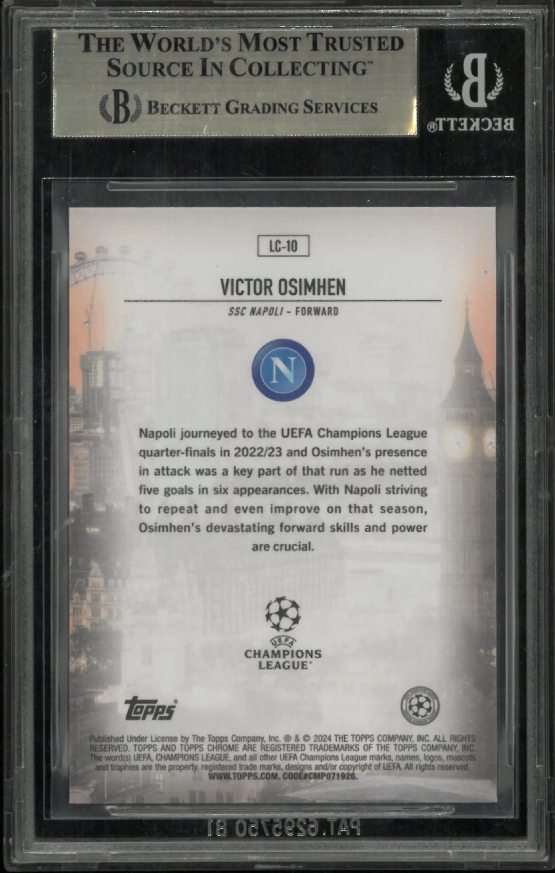 Victor Osimhen BGS 9.5 London Calling Orange Lava 2023-24 Topps Chrome 