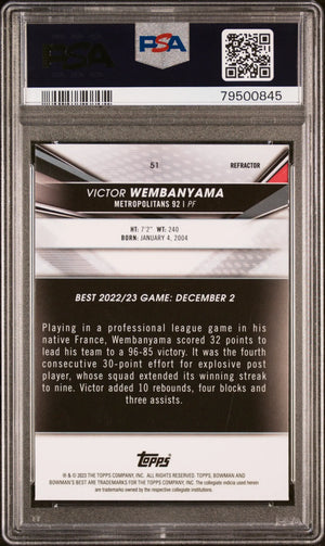 Victor Wembanyama PSA 10 RC Rookie 2022-23 Bowman's Best U Refractor 