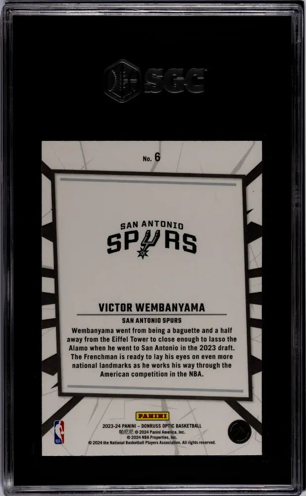 Victor Wembanyama RC Rookie SGC 10 GEM MINT 2023-24 23-24 MY HOUSE Donruss Optic 