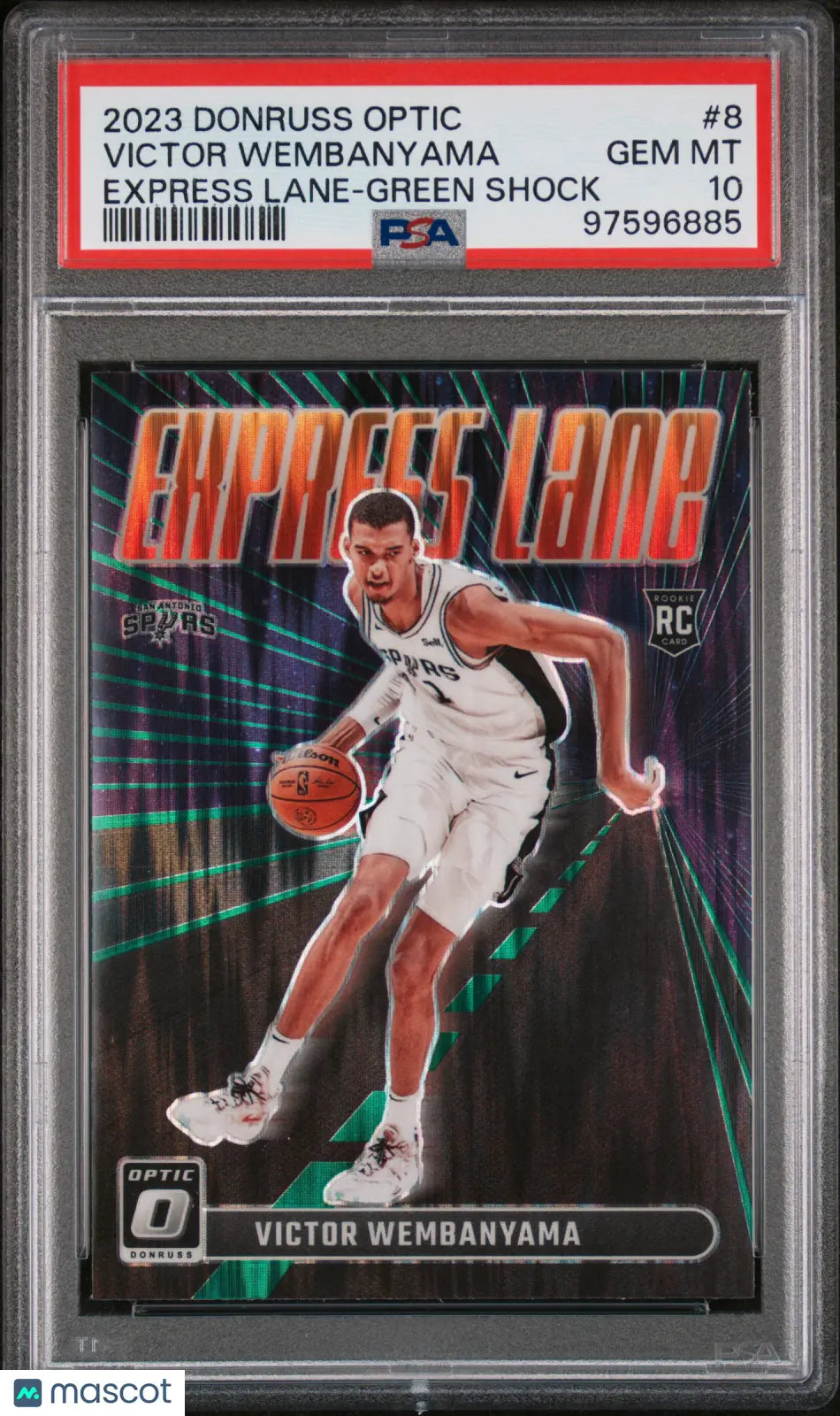 Victor Wembanyama Rookie PSA 10 2023-24 Donruss Optic Express Lane Green Shock 