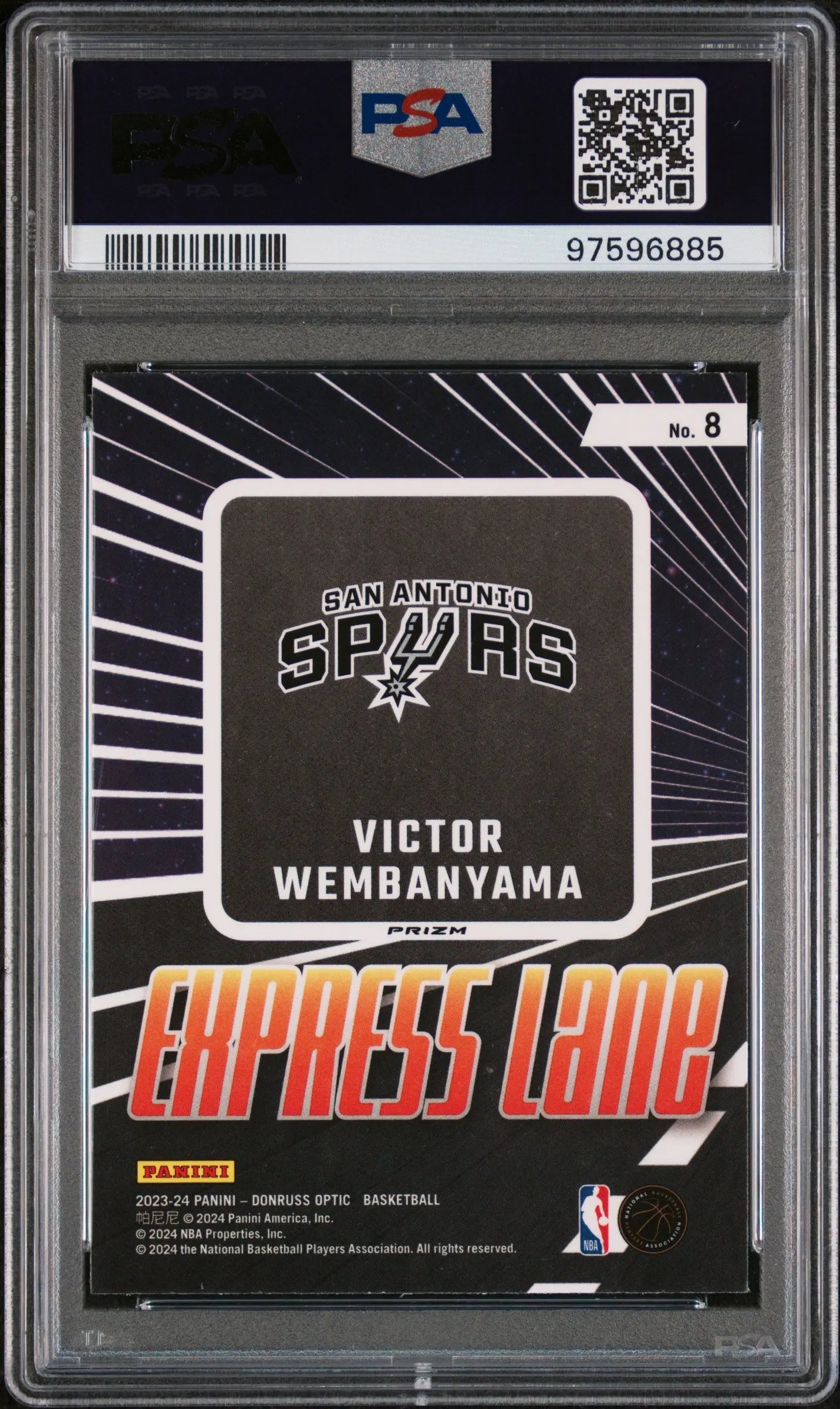 Victor Wembanyama Rookie PSA 10 2023-24 Donruss Optic Express Lane Green Shock 