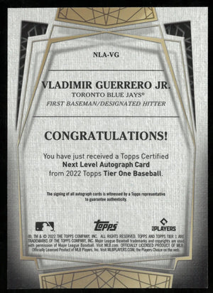 Vladimir Guerrero Jr Auto /50 On Card TIER ONE TOPPS 2022 