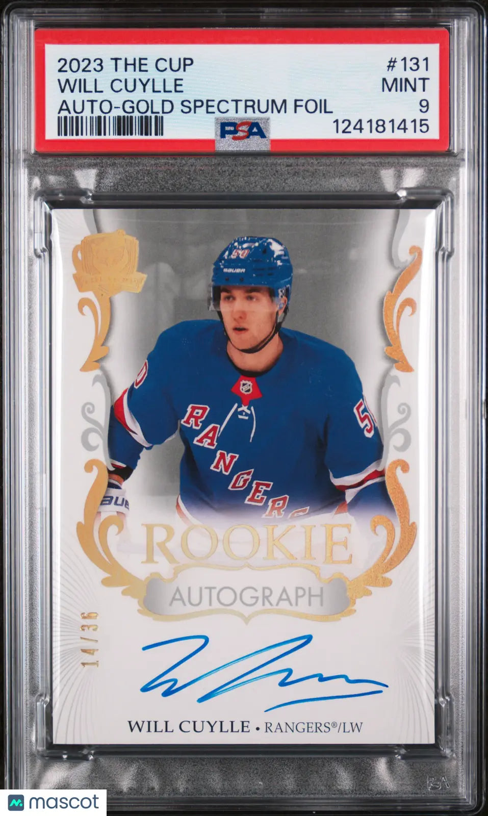 Will Cuylle The Cup Rookie Auto /35 PSA 9 Gold Spectrum Foil 2023-24 23-24 UD RC 