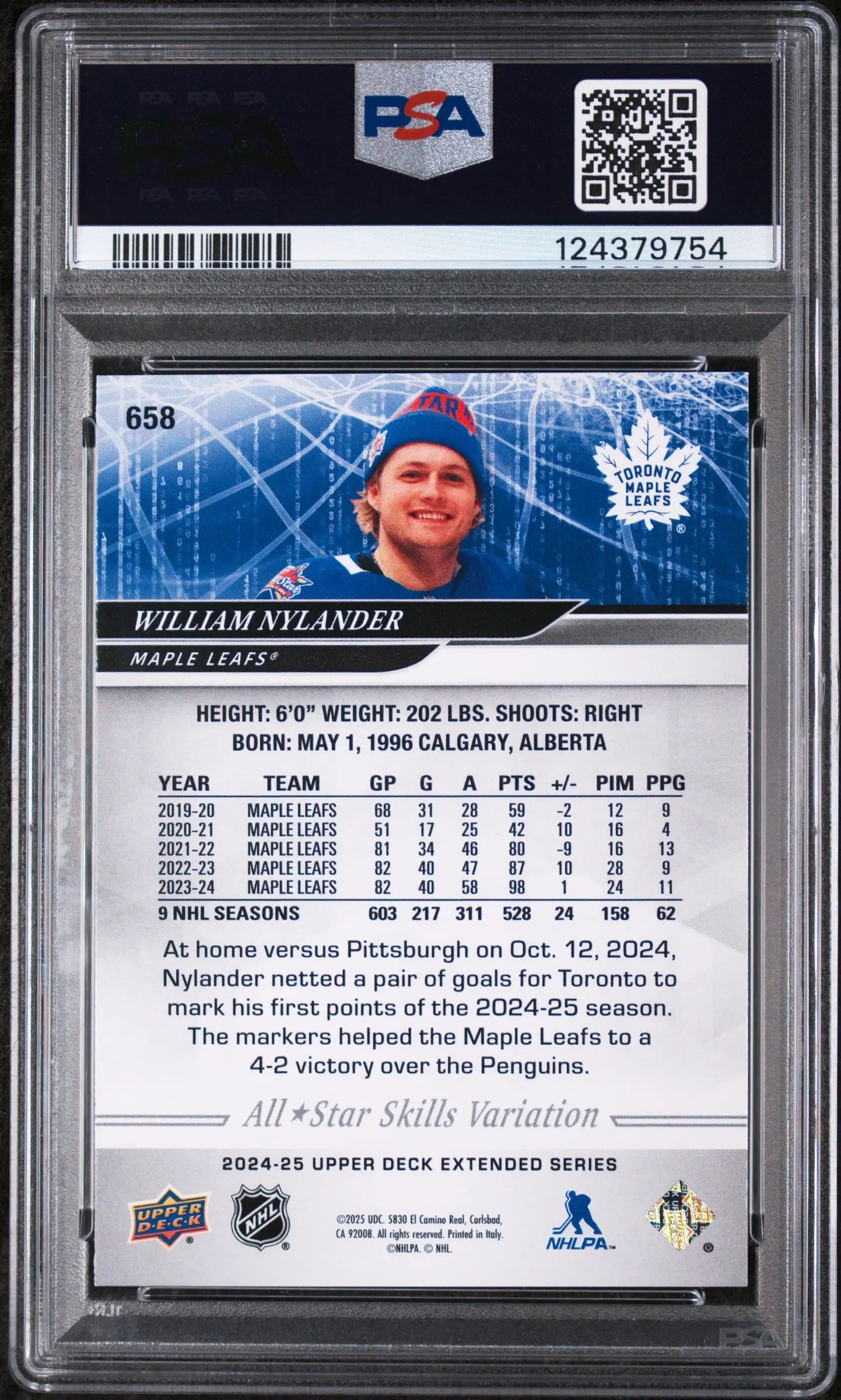 William Nylander PSA 10 Upper Deck All Star Variation Skills Extended UD 2024-25 