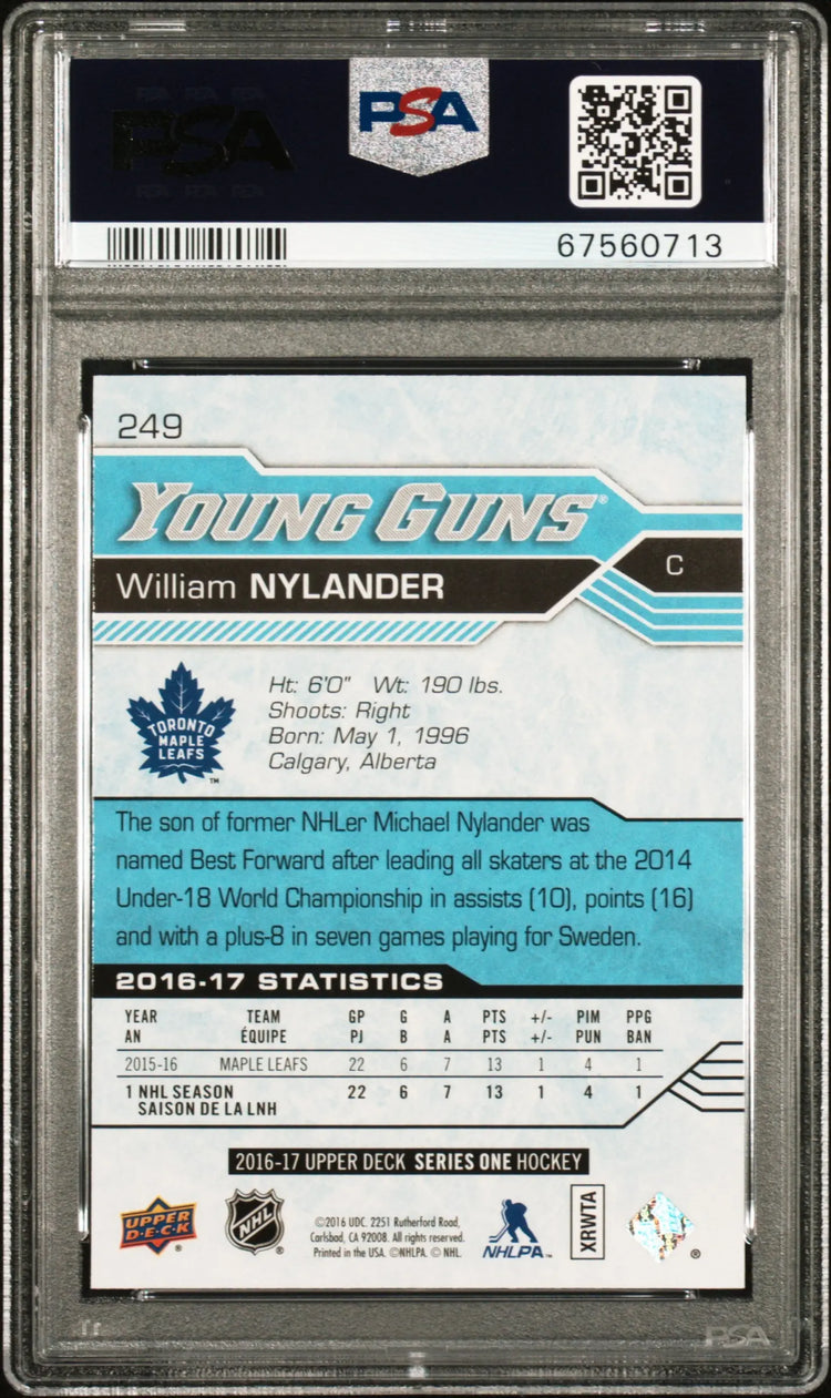 William Nylander RC Rookie #249 PSA 9 2016-17 UD Upper Deck 