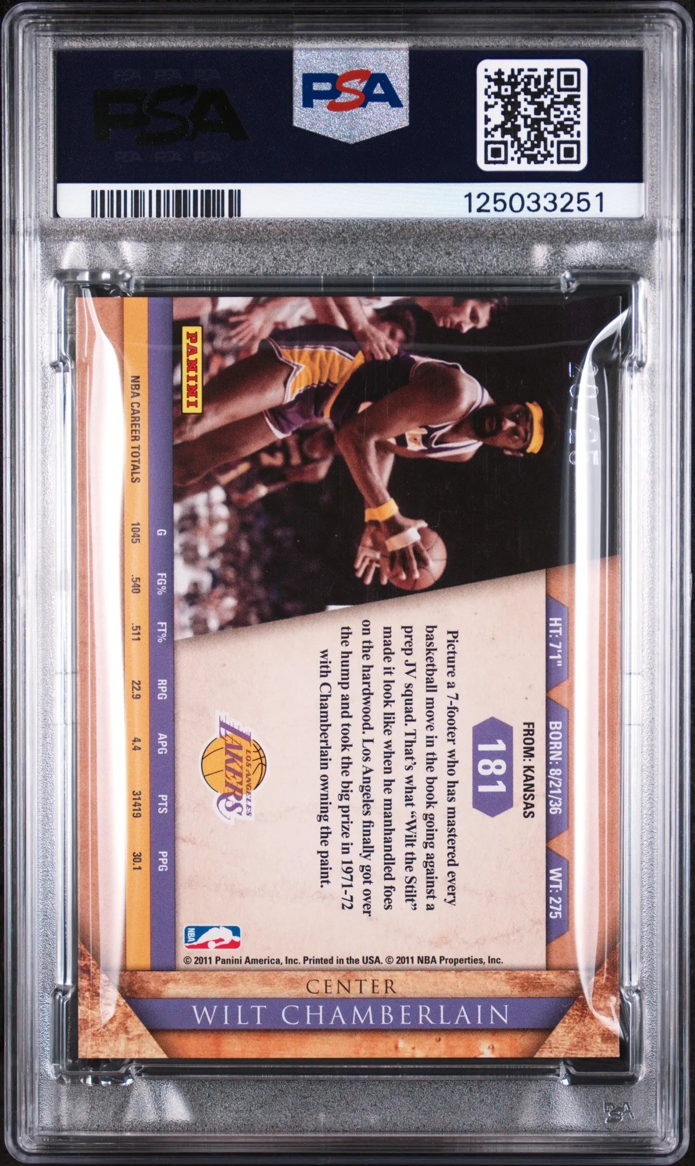 Wilt Chamberlain Gold /25 Platinum PSA 9 2010-11 Panini Gold Standard 
