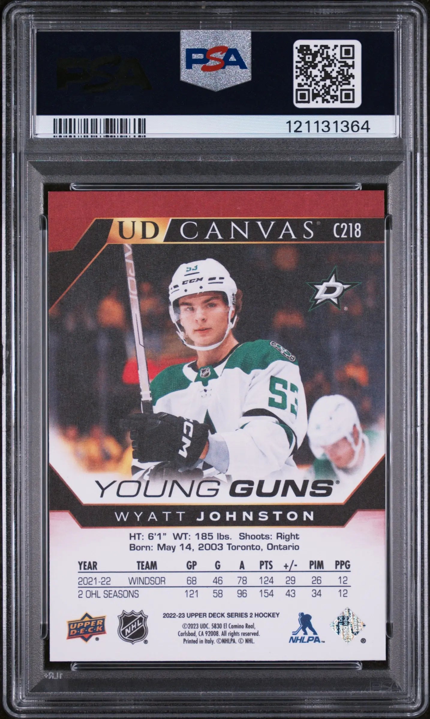 Wyatt Johnston UD Canvas RC PSA 9 Rookie Upper Deck 2022-23 22-23 Stars 