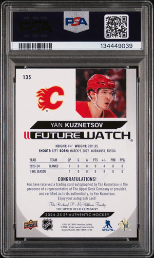 Yan Kuznetsov PSA 10 Future Watch Auto RC 2024-25 UD SP Authentic Rookie 