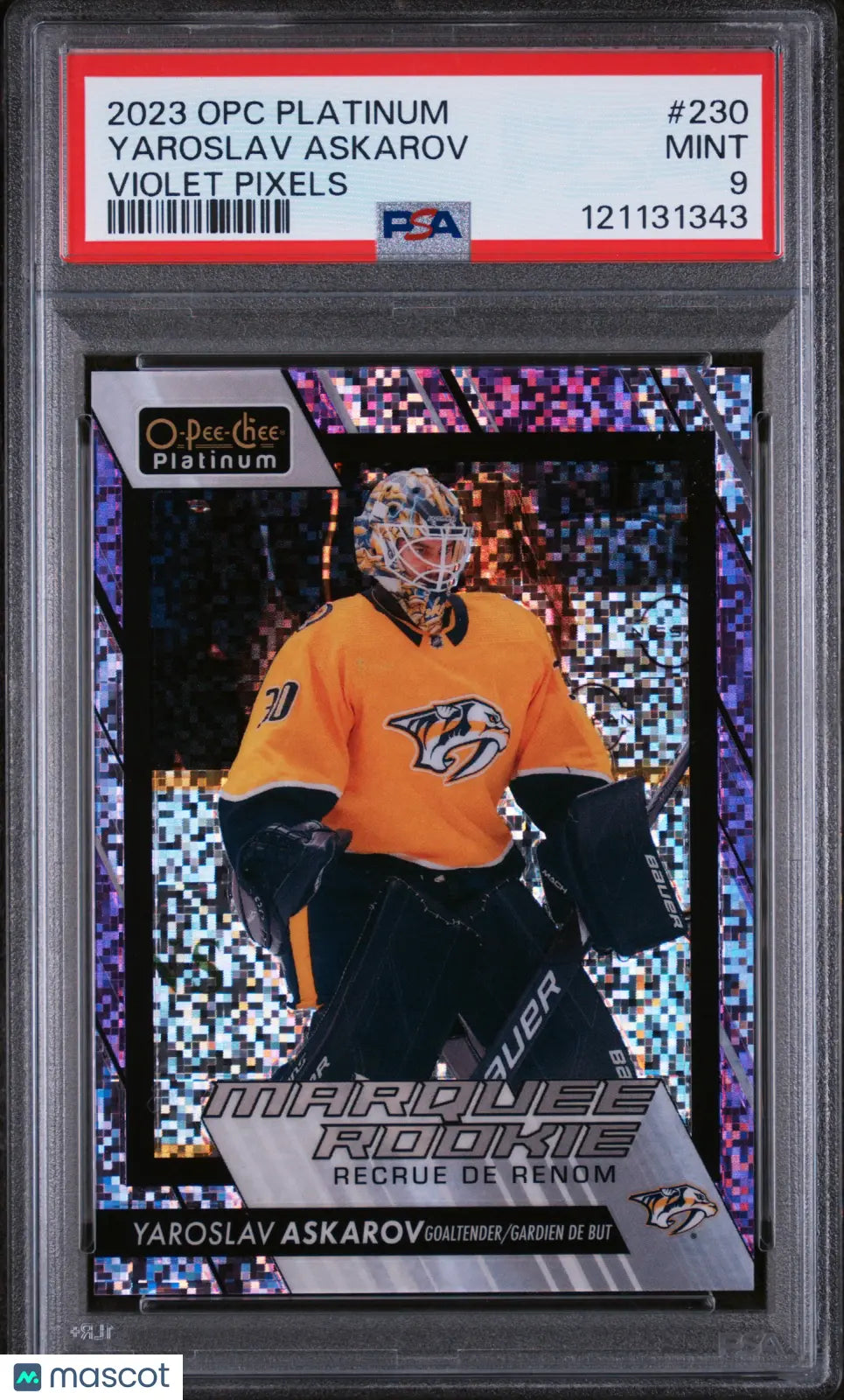 Yaroslav Askarov OPC Platinum Violet Pixels PSA 9 /299 RC Rookie O Pee Chee UD 