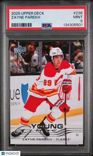 Zayne Parekh Young Guns RC Rookie PSA 9 2025-26 Upper Deck UD 