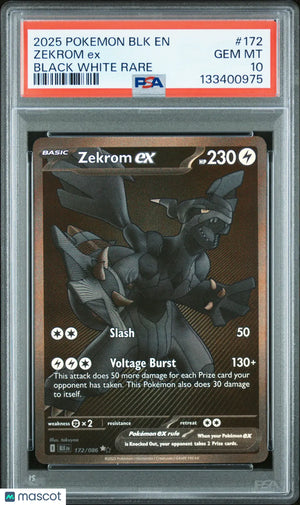 Zekrom Black Bolt PSA 10 White Rare 2025 Pokemon 172/086