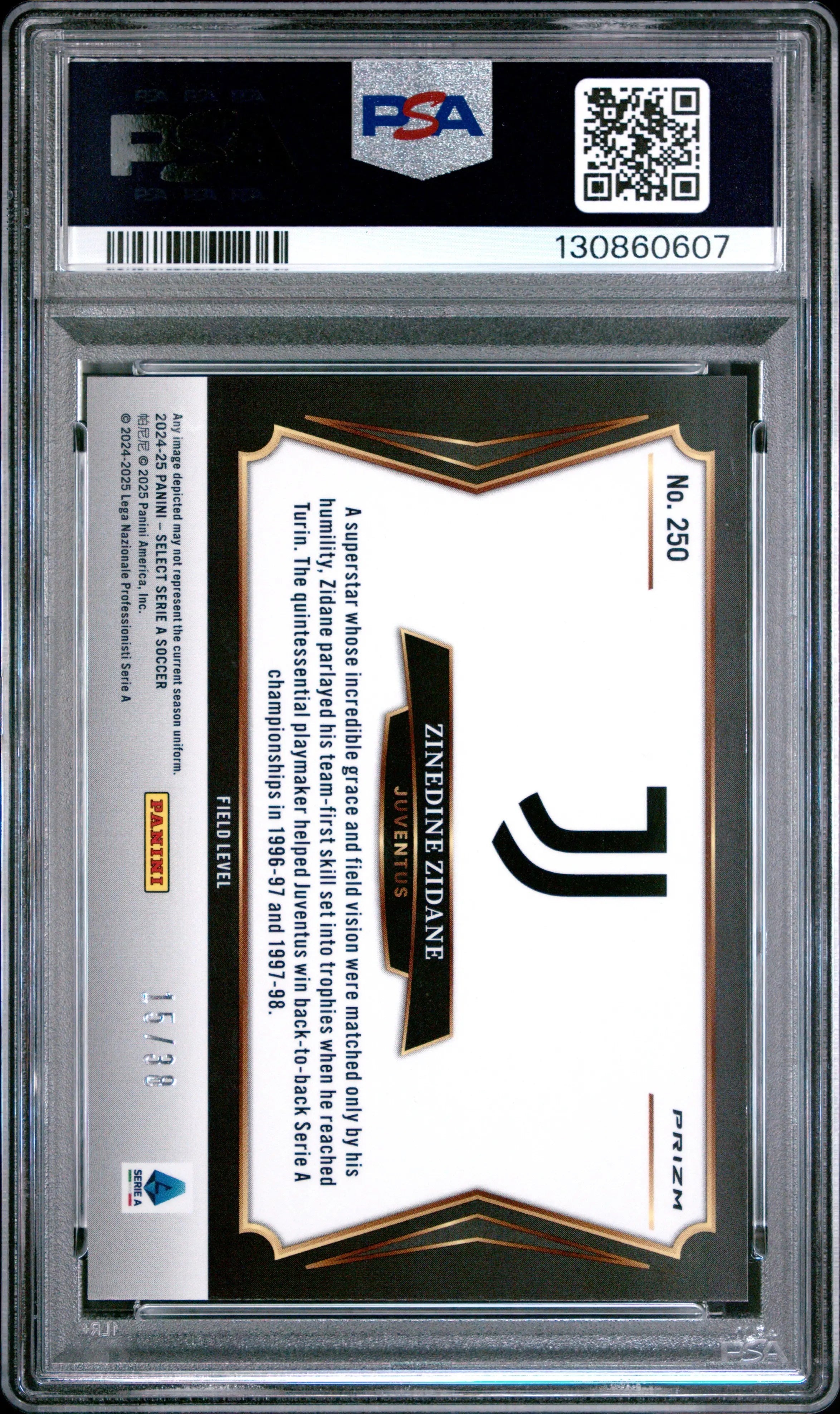 Zinedine Zidane Red Wave PSA 10 2024-25 Panini Select Serie A POP 1 