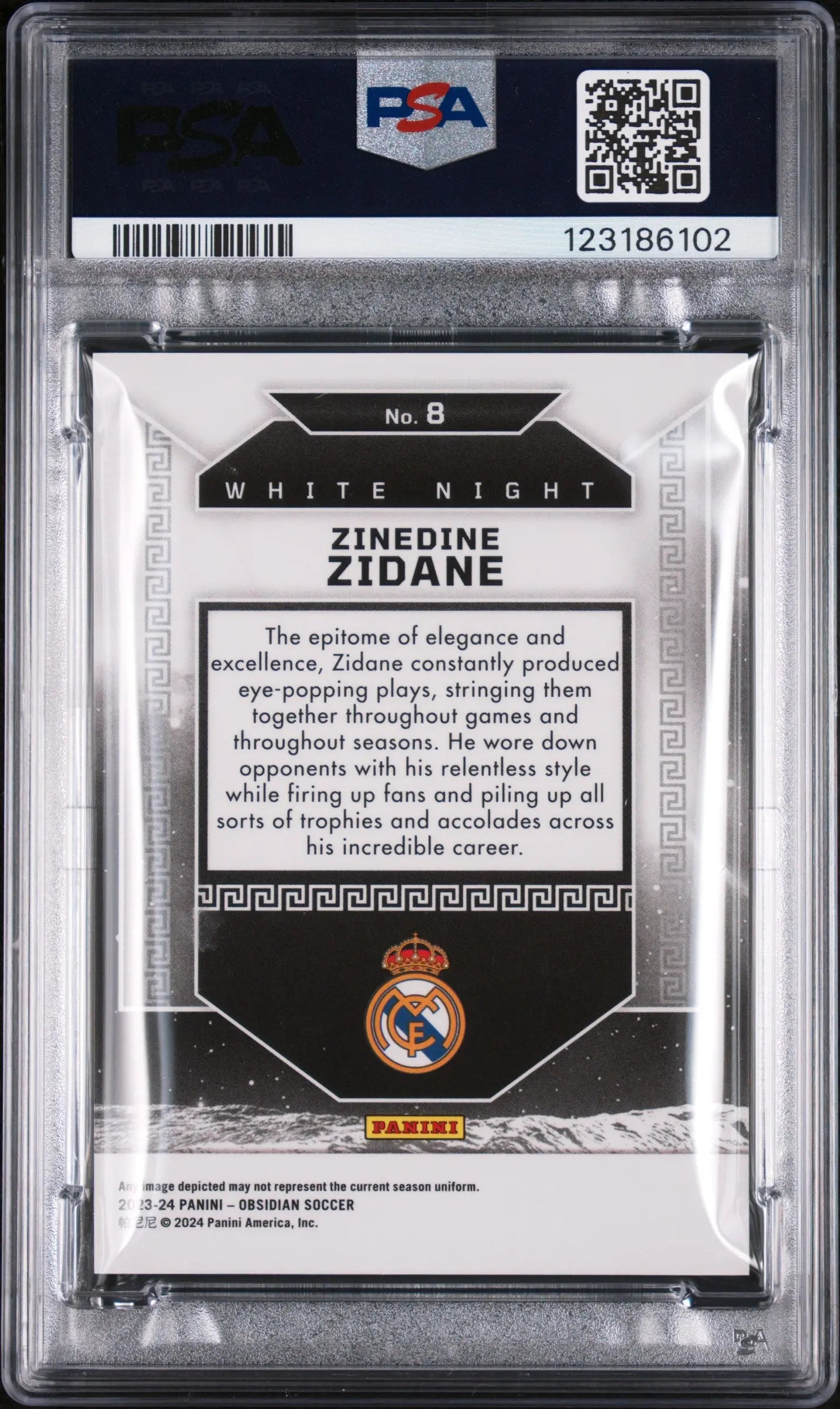 Zinedine Zidane #8 PSA 10 2023-24 Panini Obsidian White Night SP SSP