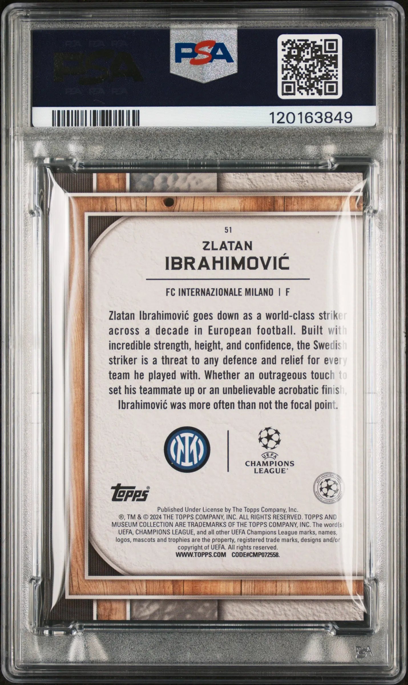 Zlatan Ibrahimovic Ruby /25 PSA 9 2023-24 Museum Topps UCL #51 16/25 