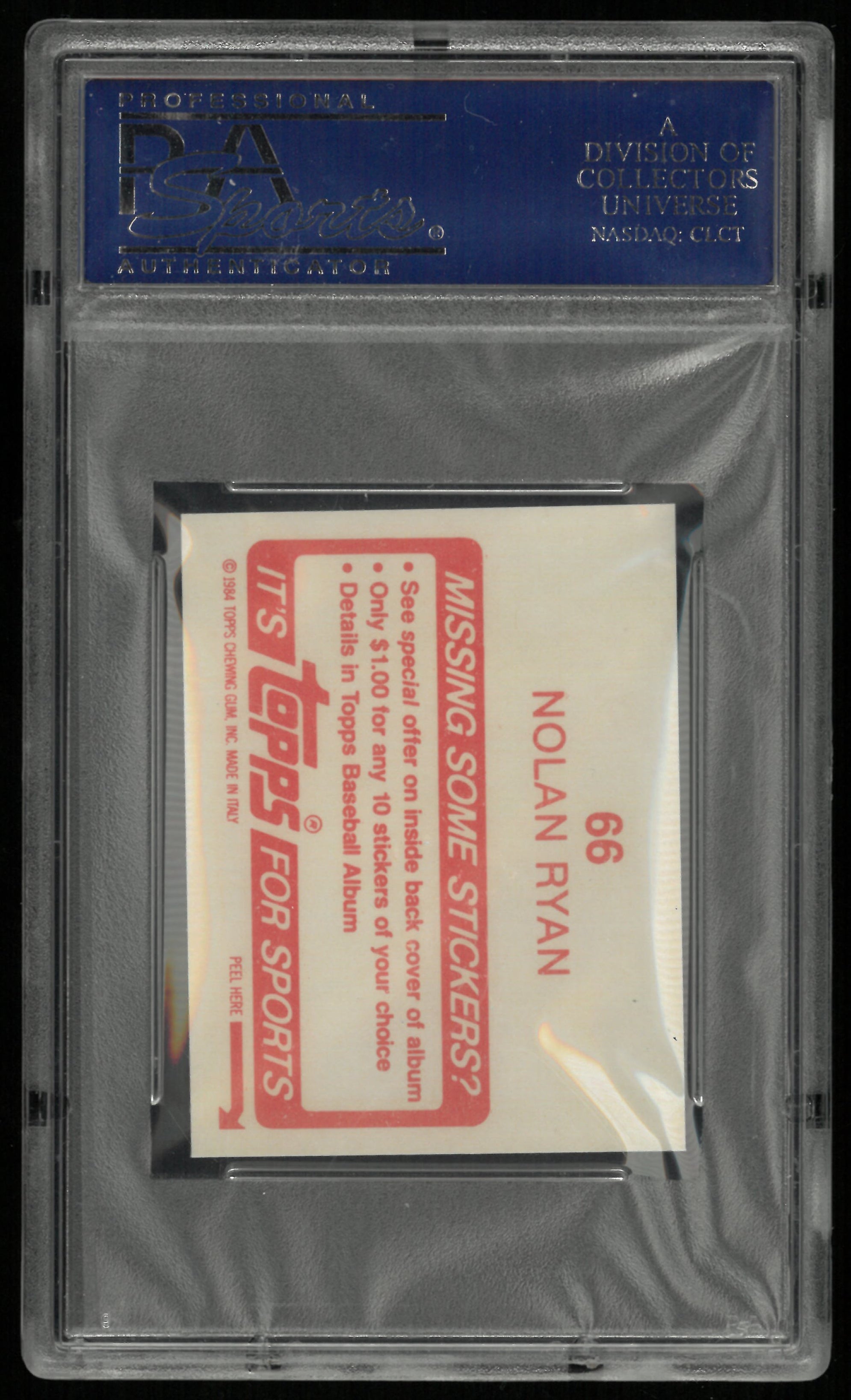 1984 Topps Stickers Nolan Ryan PSA 9