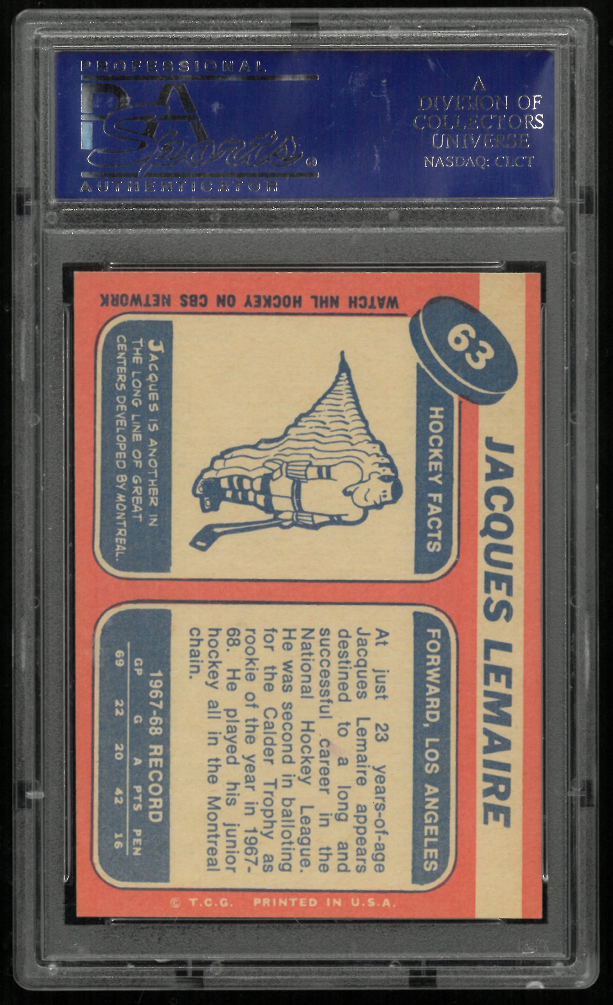 1968 Topps Jacques Lemaire PSA 7