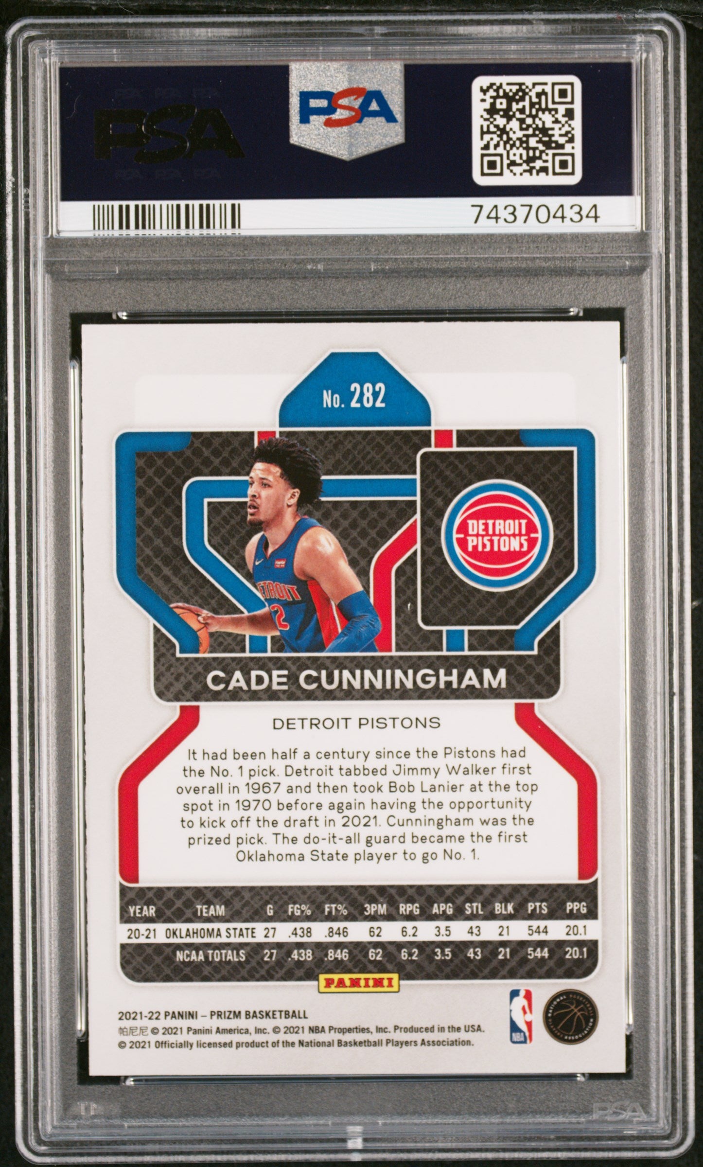 2021 Prizm Basketball Cade Cunningham RC Rookie Base Prizm #282 PSA 9