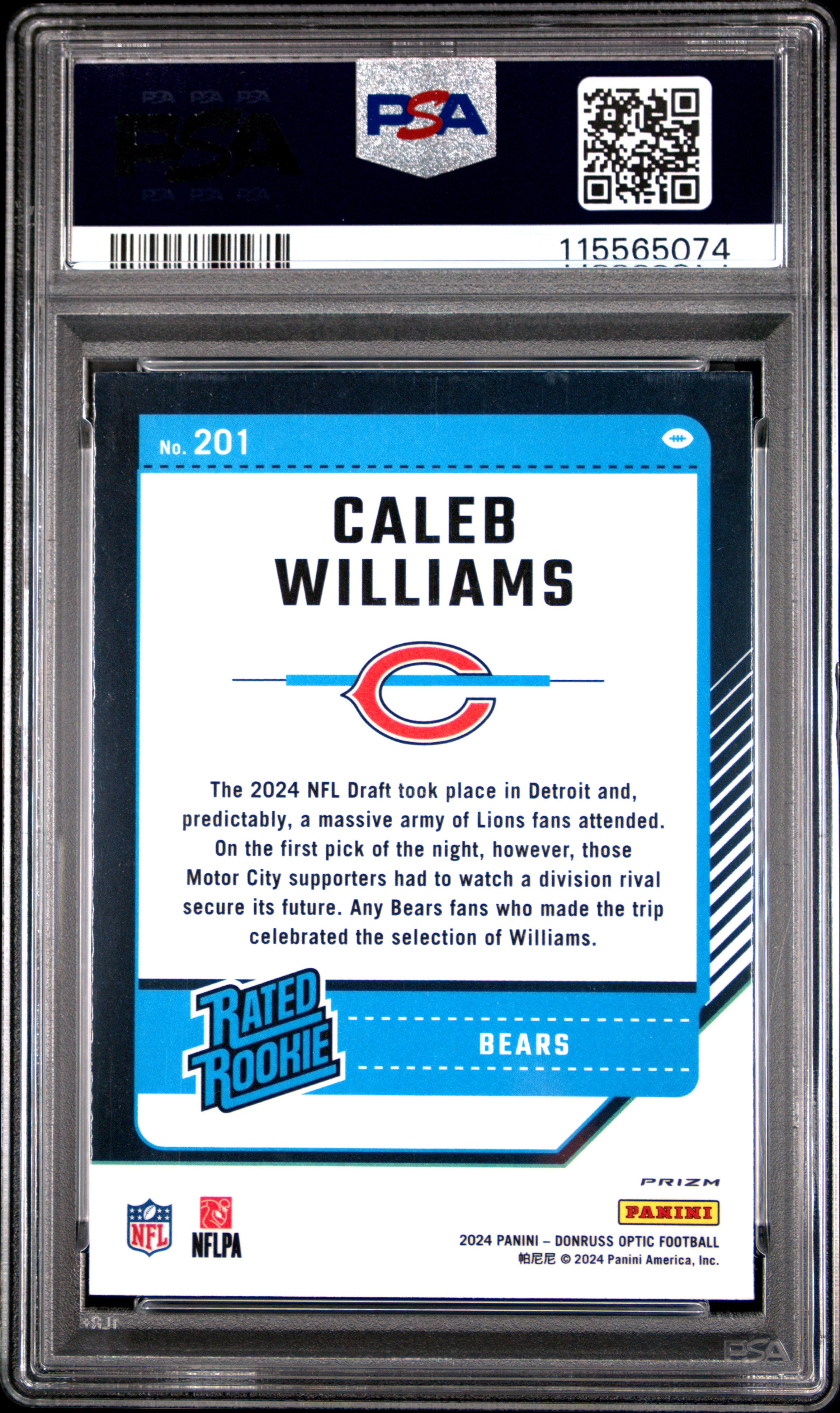 Caleb Williams Pink PSA 10 2024 Donruss Optic BEARS RC Rookie