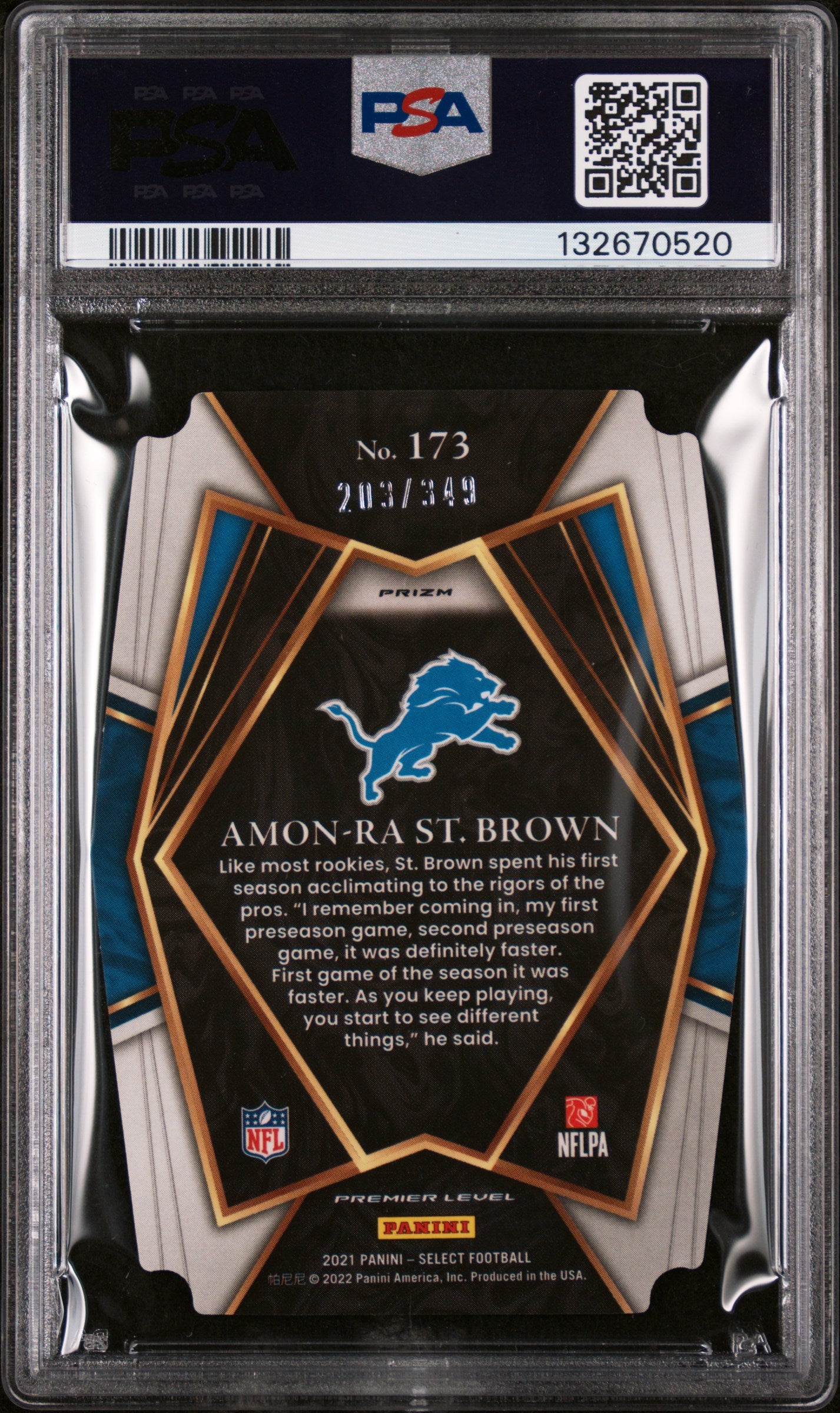 Amon-Ra St Brown /349 PSA 9 2021 Select Die Cut Neon Green Prizm
