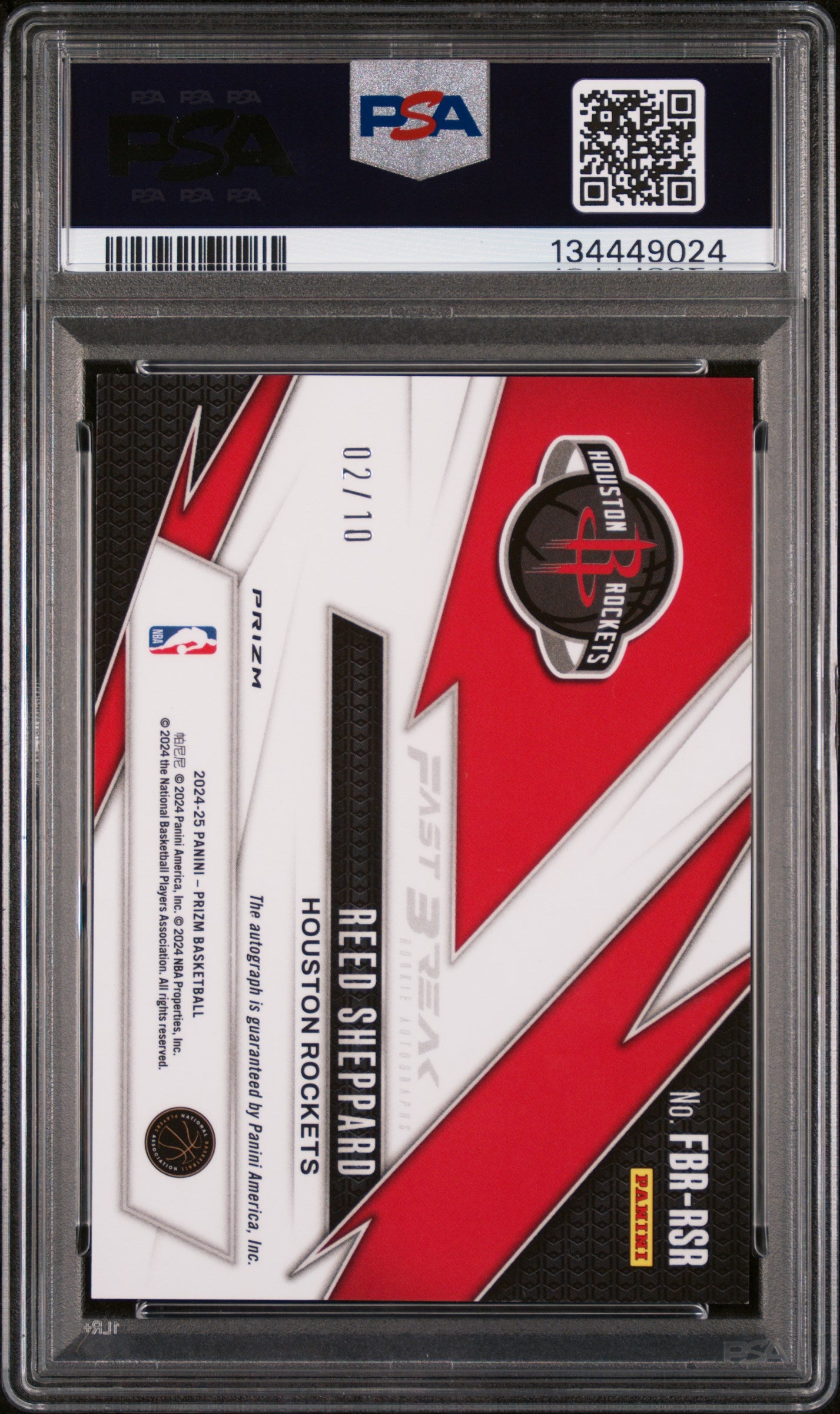 Reed Sheppard Gold Auto RC /10 PSA 8 Rookie Autograph 2024 Prizm Fast Break