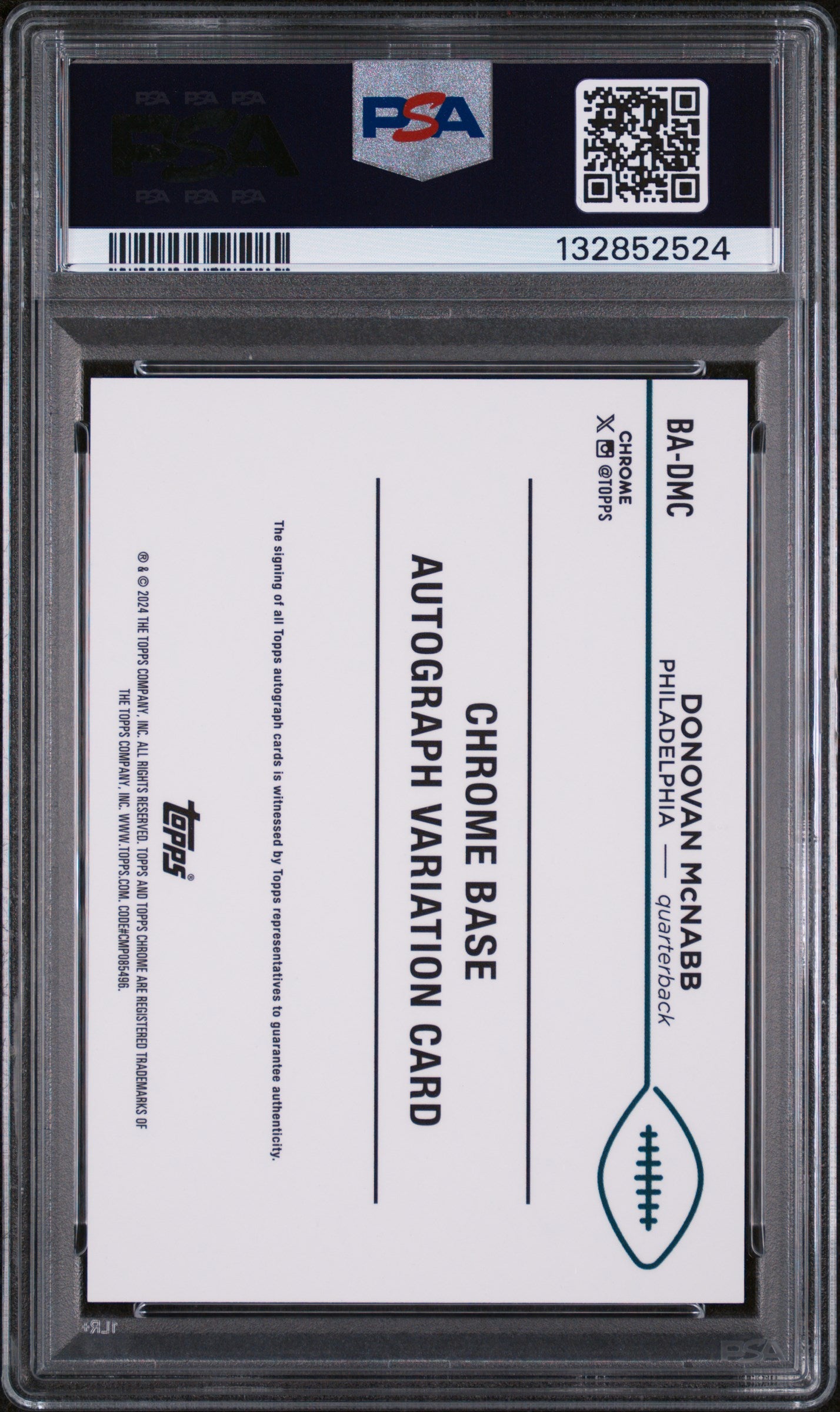 Donovan McNabb /25 PSA 10 Auto 2024 Topps Chrome Autograph Variation Orange Wave