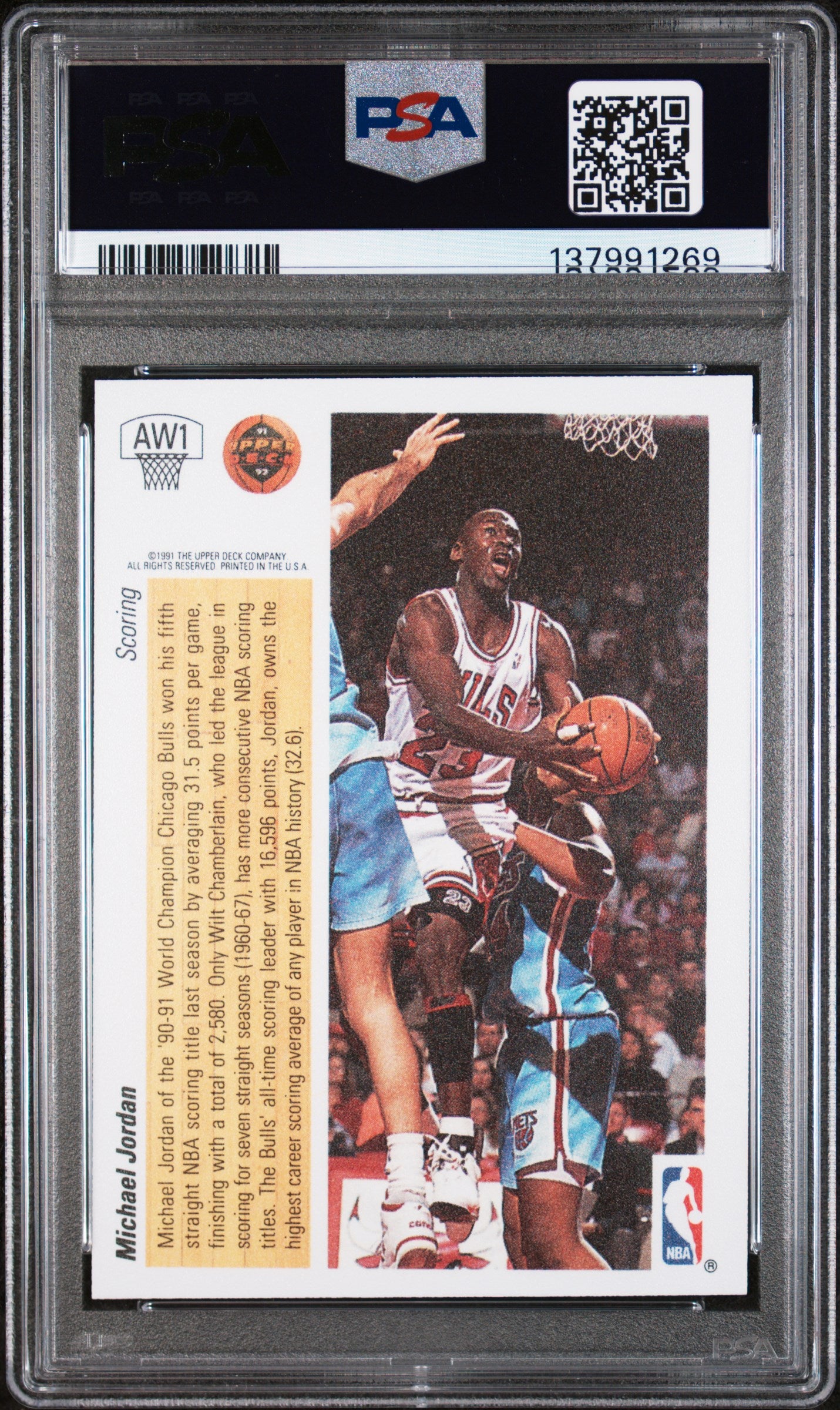 1991 Upper Deck Award Winner Holograms Michael Jordan #AW1 PSA 7