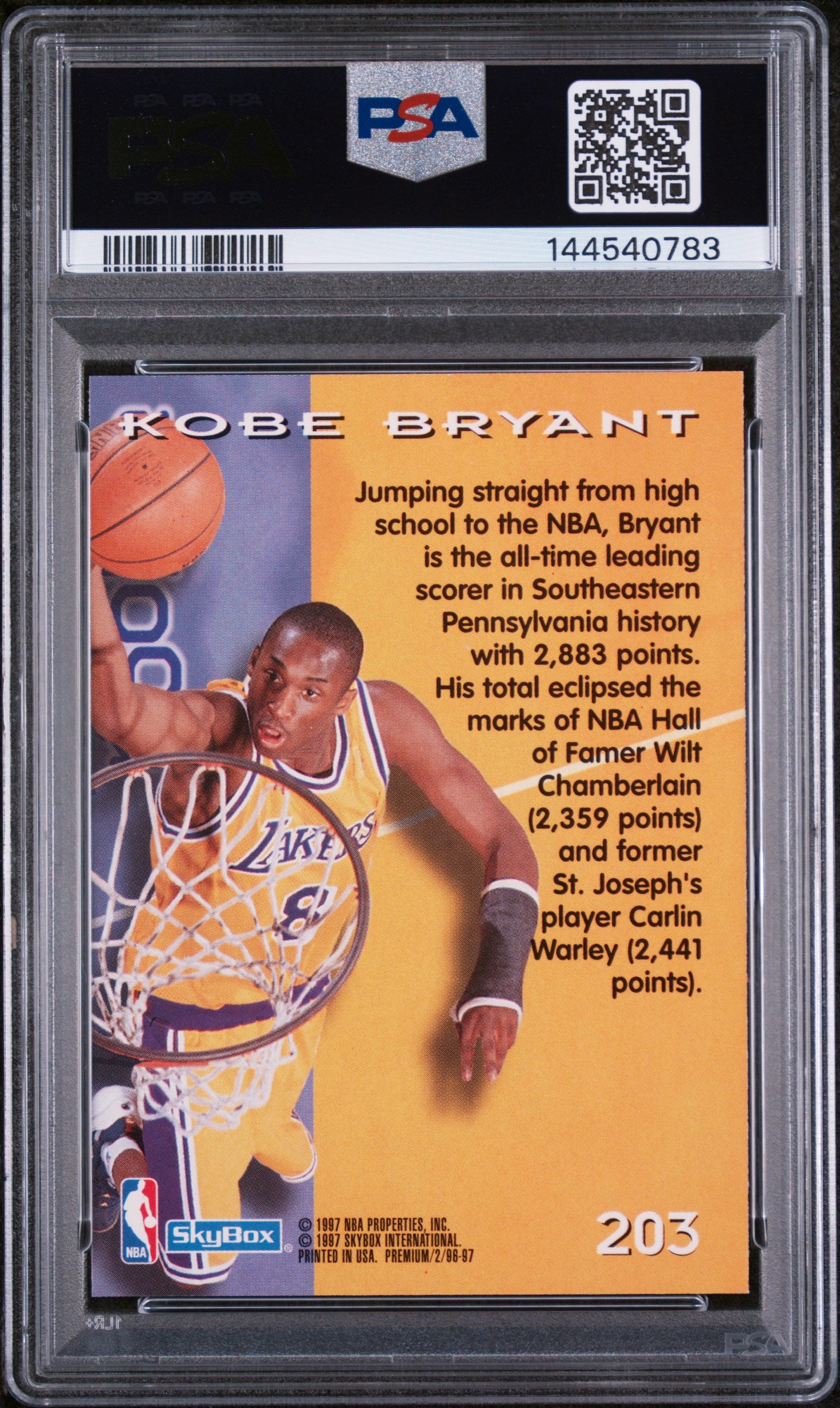 1996 Skybox Premium Rookie Kobe Bryant #203 PSA 9