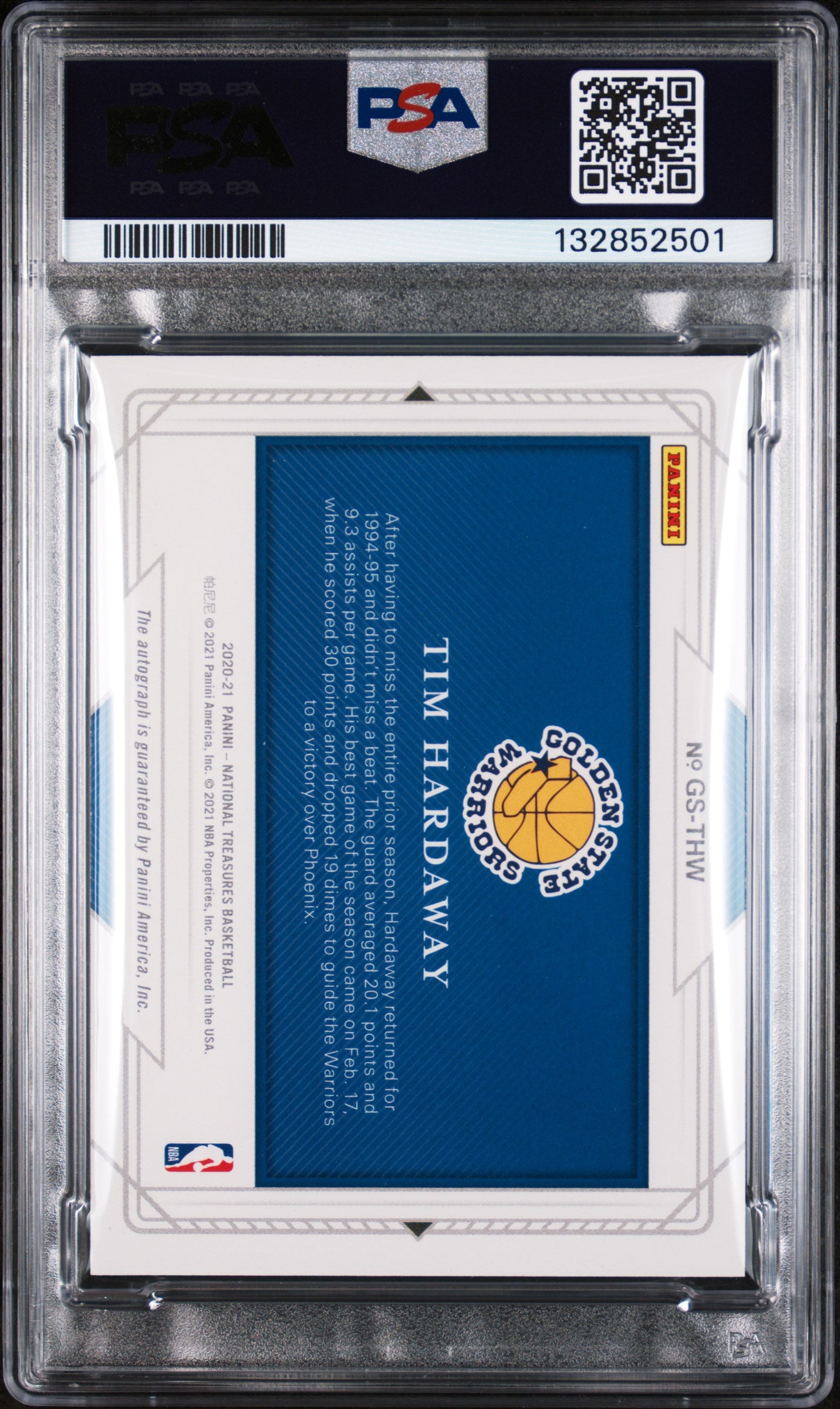 Tim Hardaway Auto /10 PSA 10 NBA Greats National Treasures Gold Autograph