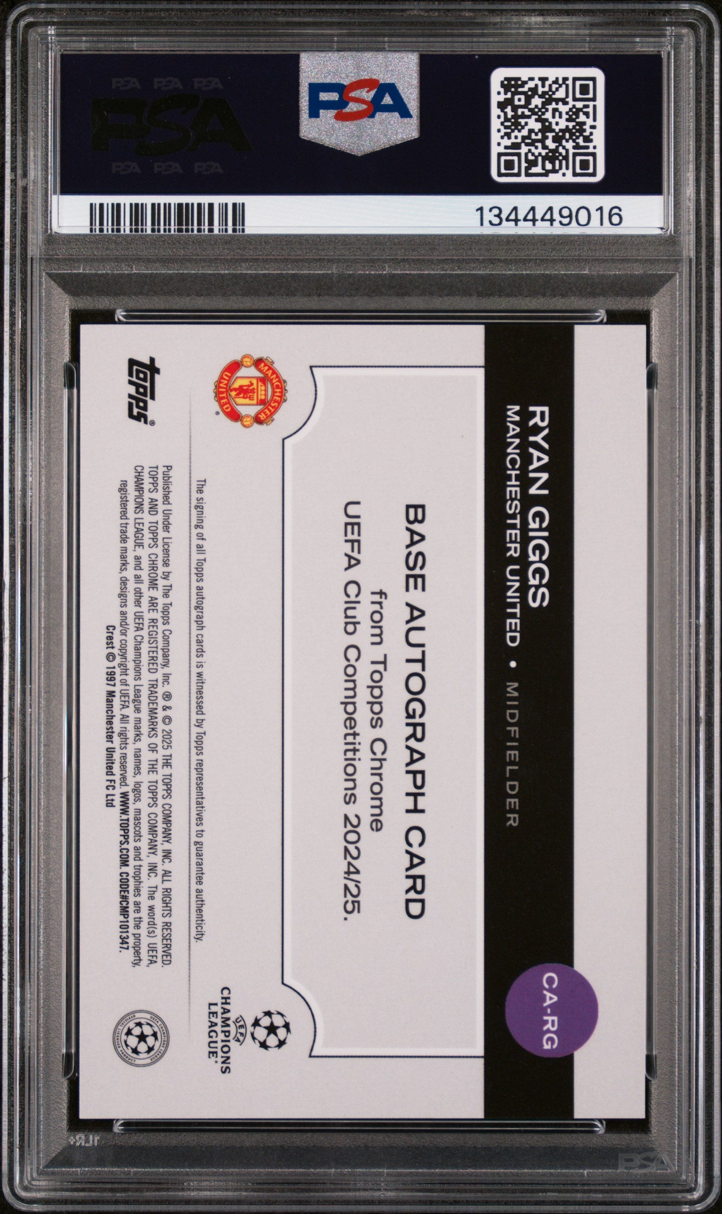 Ryan Giggs Auto PSA 9 Topps Chrome /52 Toppsfractor Refractor 2024-25 UCC