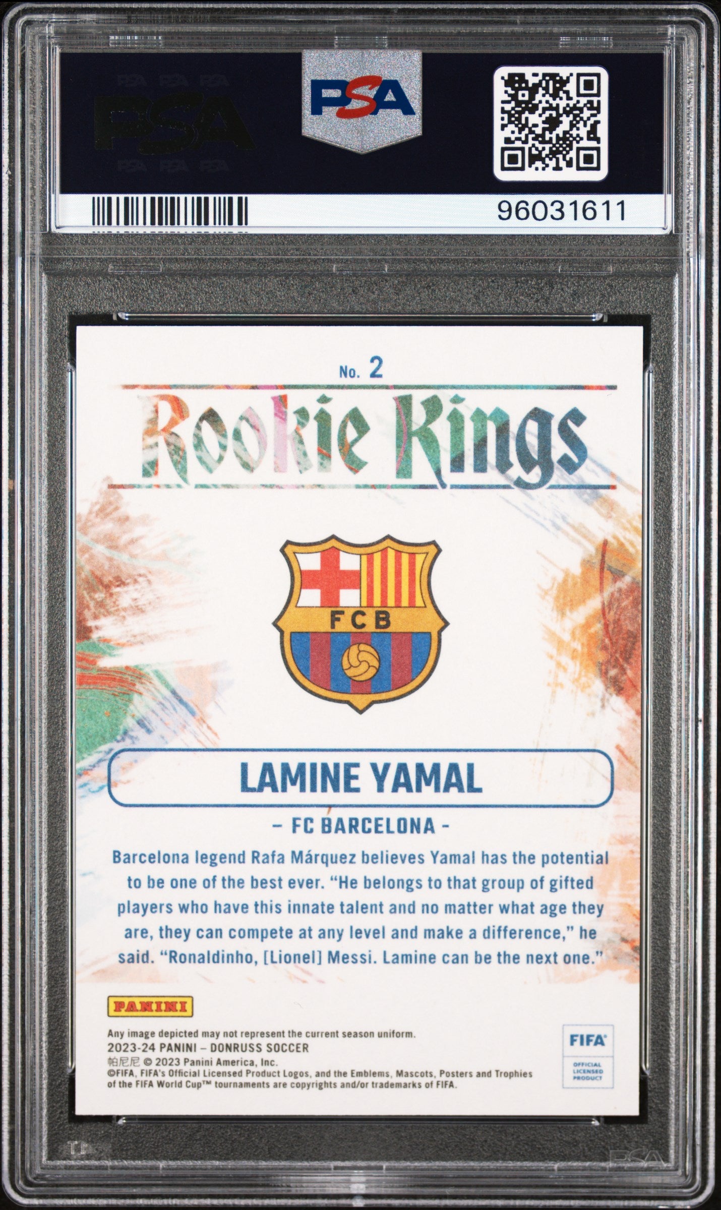 2023-24 Panini Donruss FIFA Rookie Kings Lamine Yamal RC #2 Red PSA 9