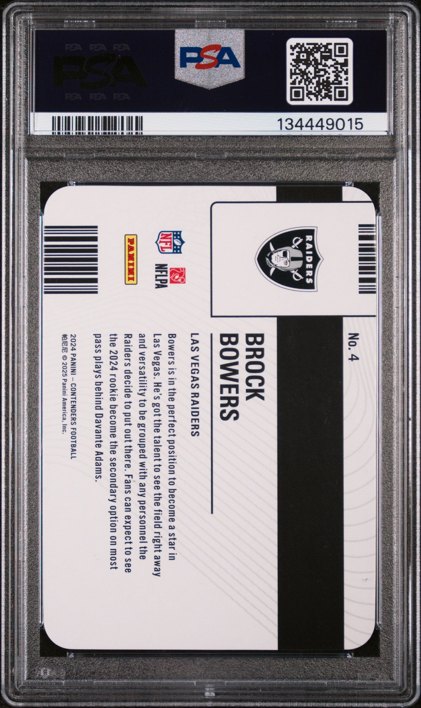 Brock Bowers PSA 10 Permit to Dominate 2024 Contenders RC Rookie