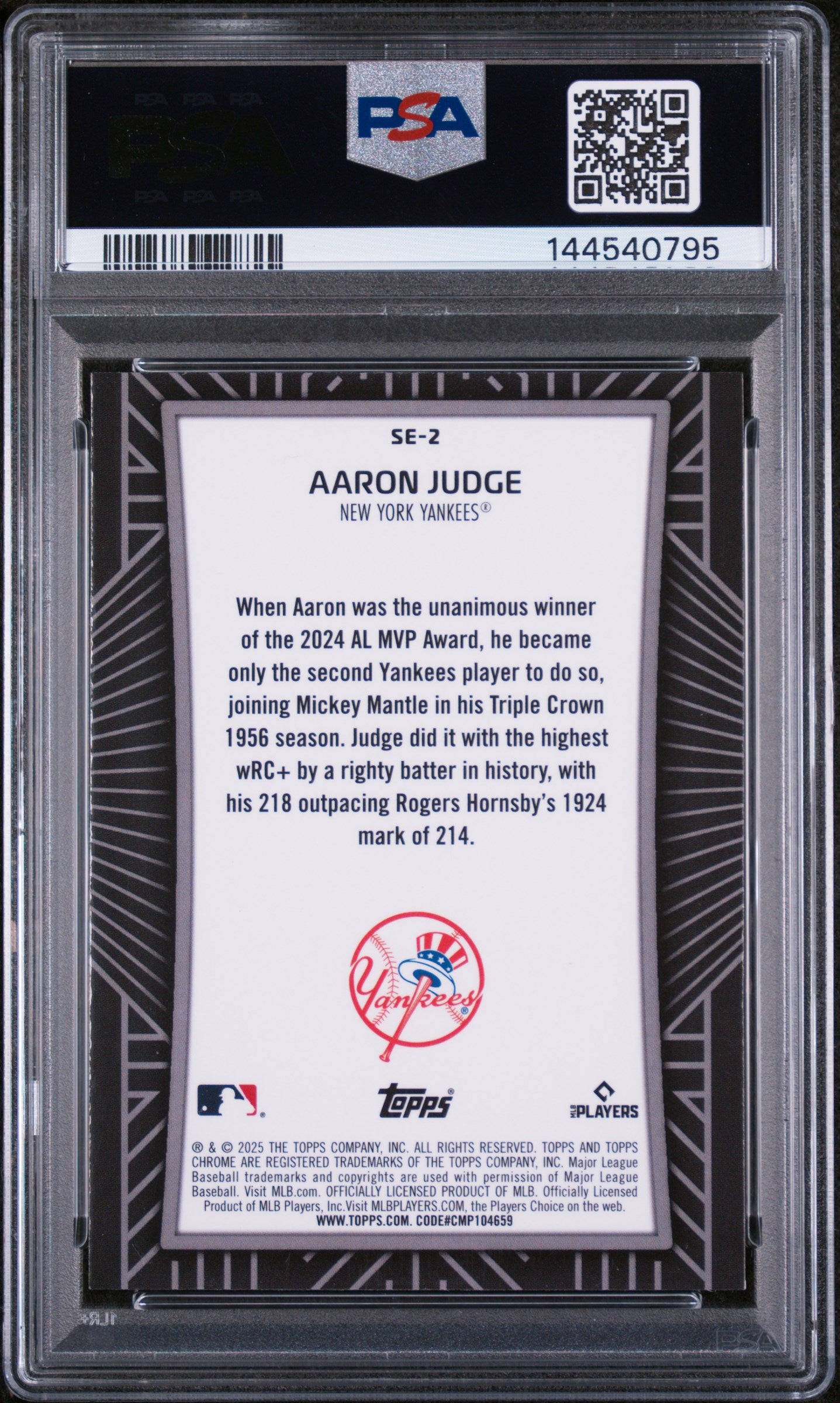 2025 Topps Chrome Shadow Etch Aaron Judge #SE2 PSA 10