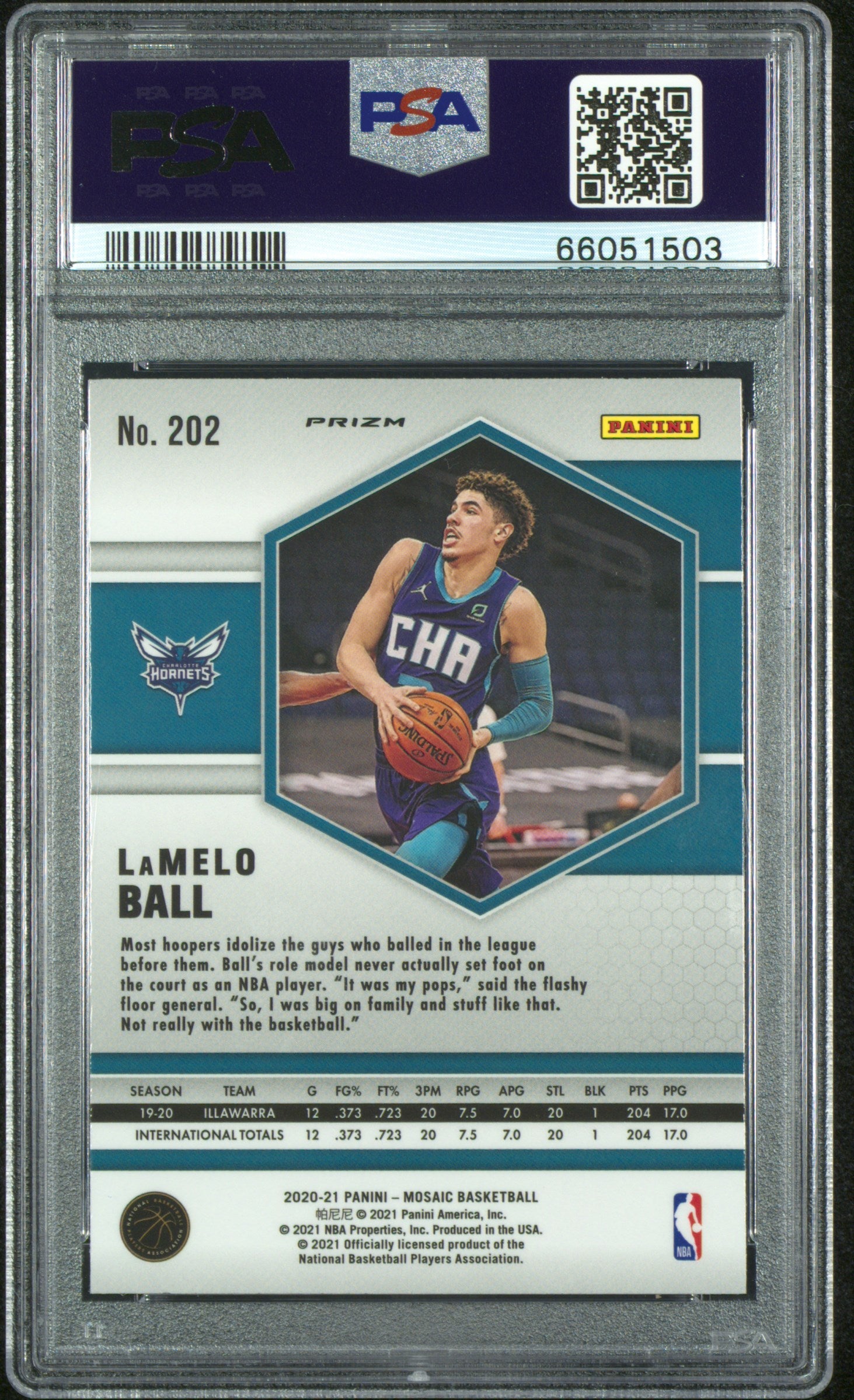 2020 Panini Mosaic LaMelo Ball #202 Reactive Blue RC Rookie PSA 10