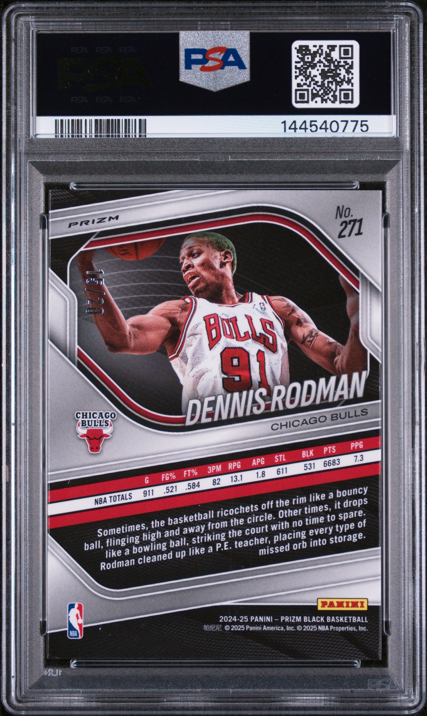 2024 Panini Prizm Black Cherry Blossom Dennis Rodman /20 PSA 10