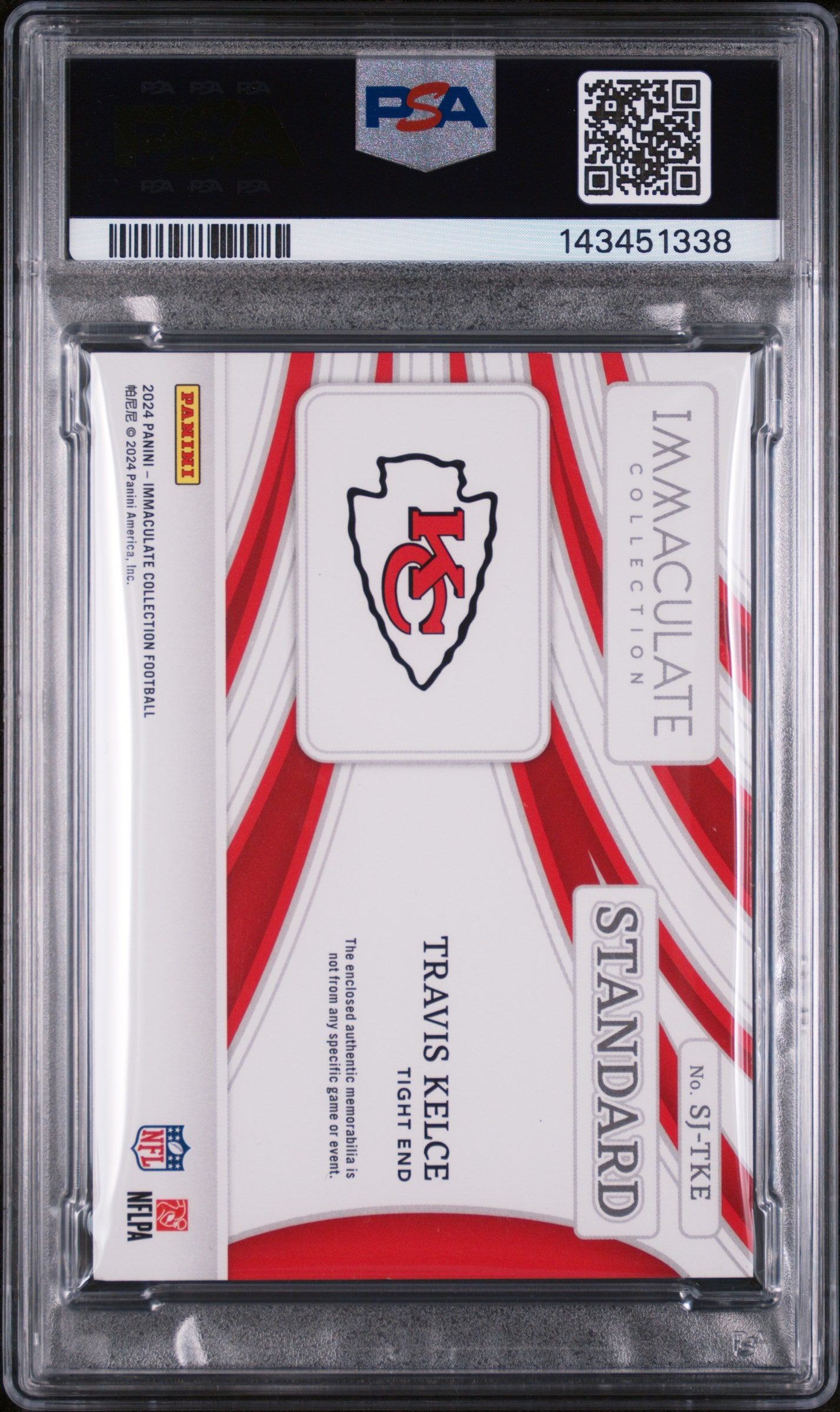 2024 Panini Immaculate Collection Standard Jerseys Prime Travis Kelce /10 PSA 8