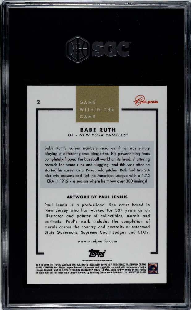 2021 Topps Game Within The Game Baseball Babe Ruth #2 SGC 10