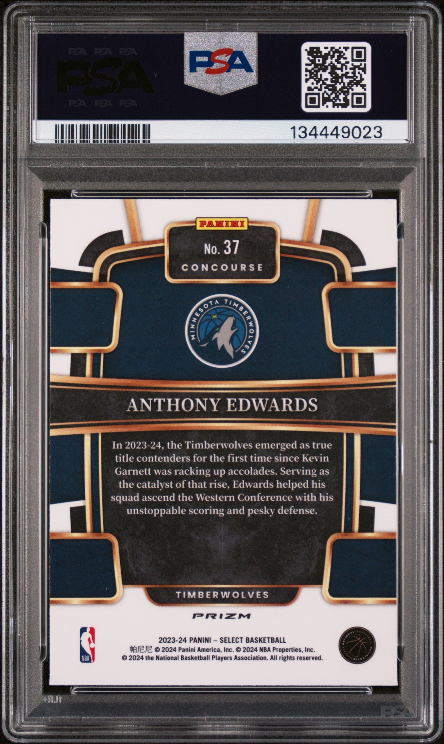 Anthony Edwards Tiger Prizm PSA 9 2023-24 Select 23-24 SP SSP