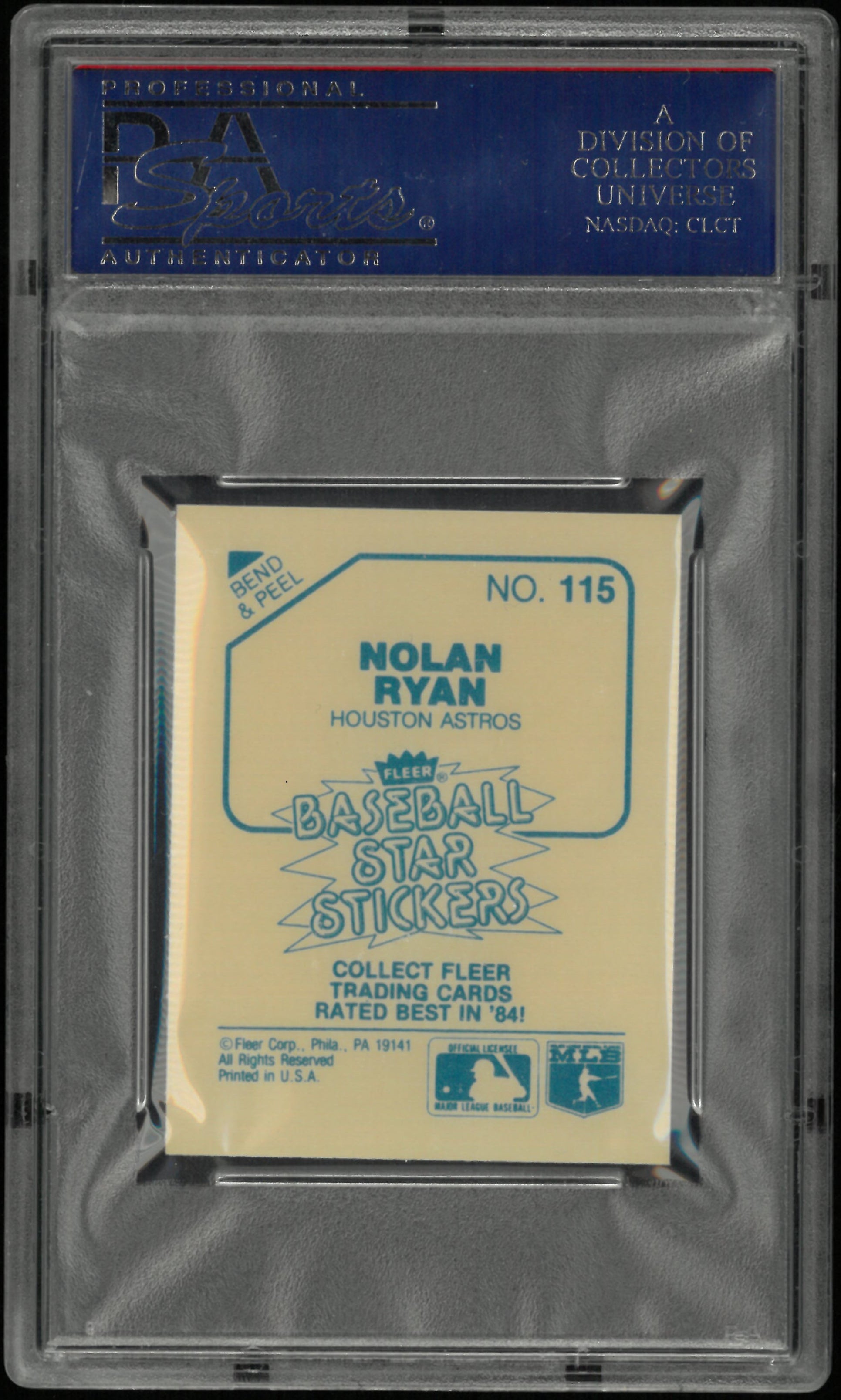 1985 Fleer Star Stickers Nolan Ryan PSA 10