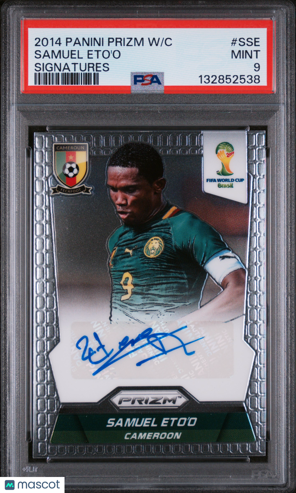 Samuel Eto'o Auto Cameroon PSA 9 2014 Panini Prizm World Cup
