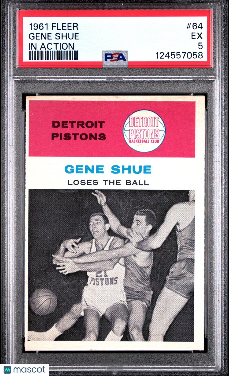 1961 Fleer Basketball Gene Shue #64 In Action PSA 5