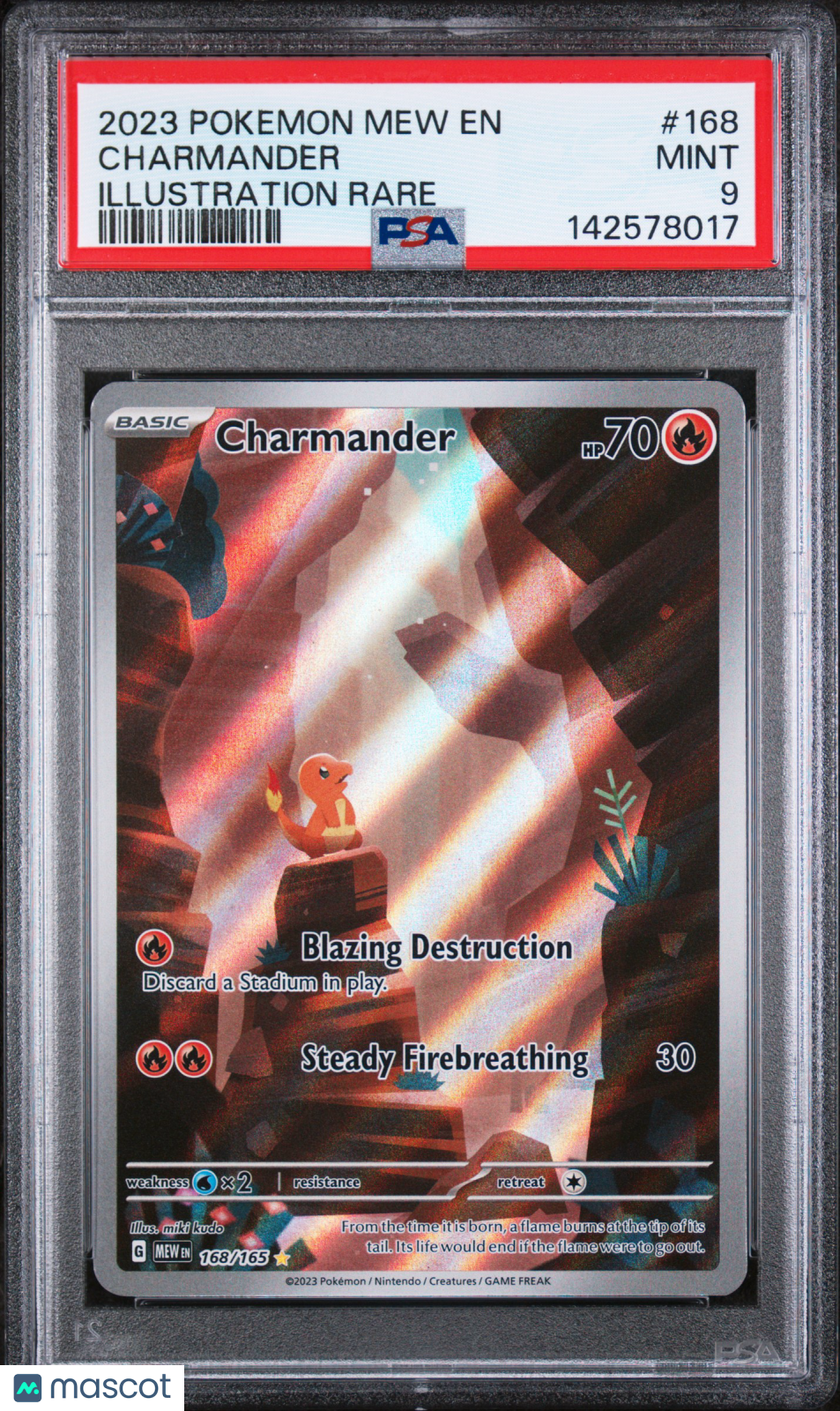 2023 Pokemon Mew EN-151 Charmander Illustration Rare PSA 9 168/165