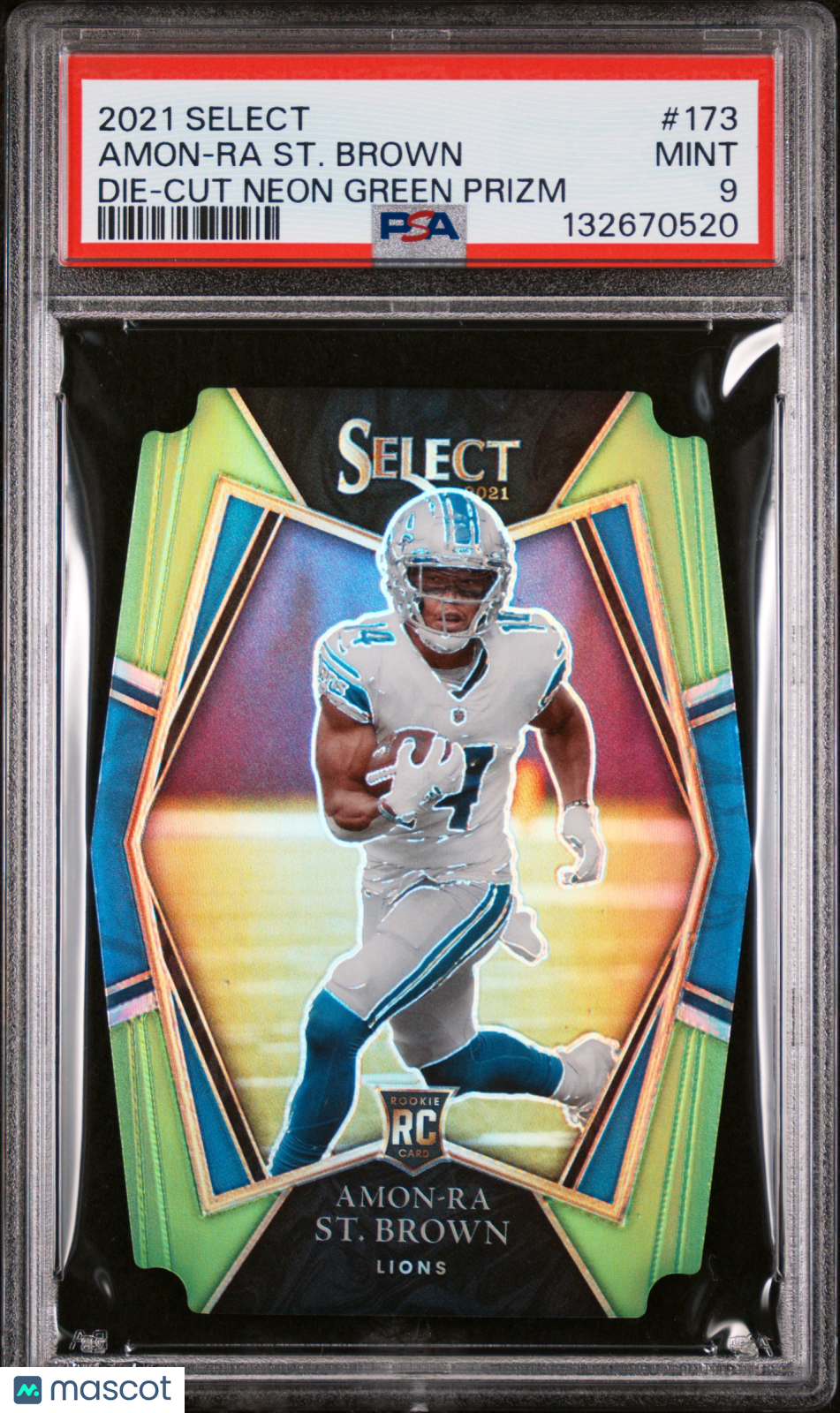 Amon-Ra St Brown /349 PSA 9 2021 Select Die Cut Neon Green Prizm